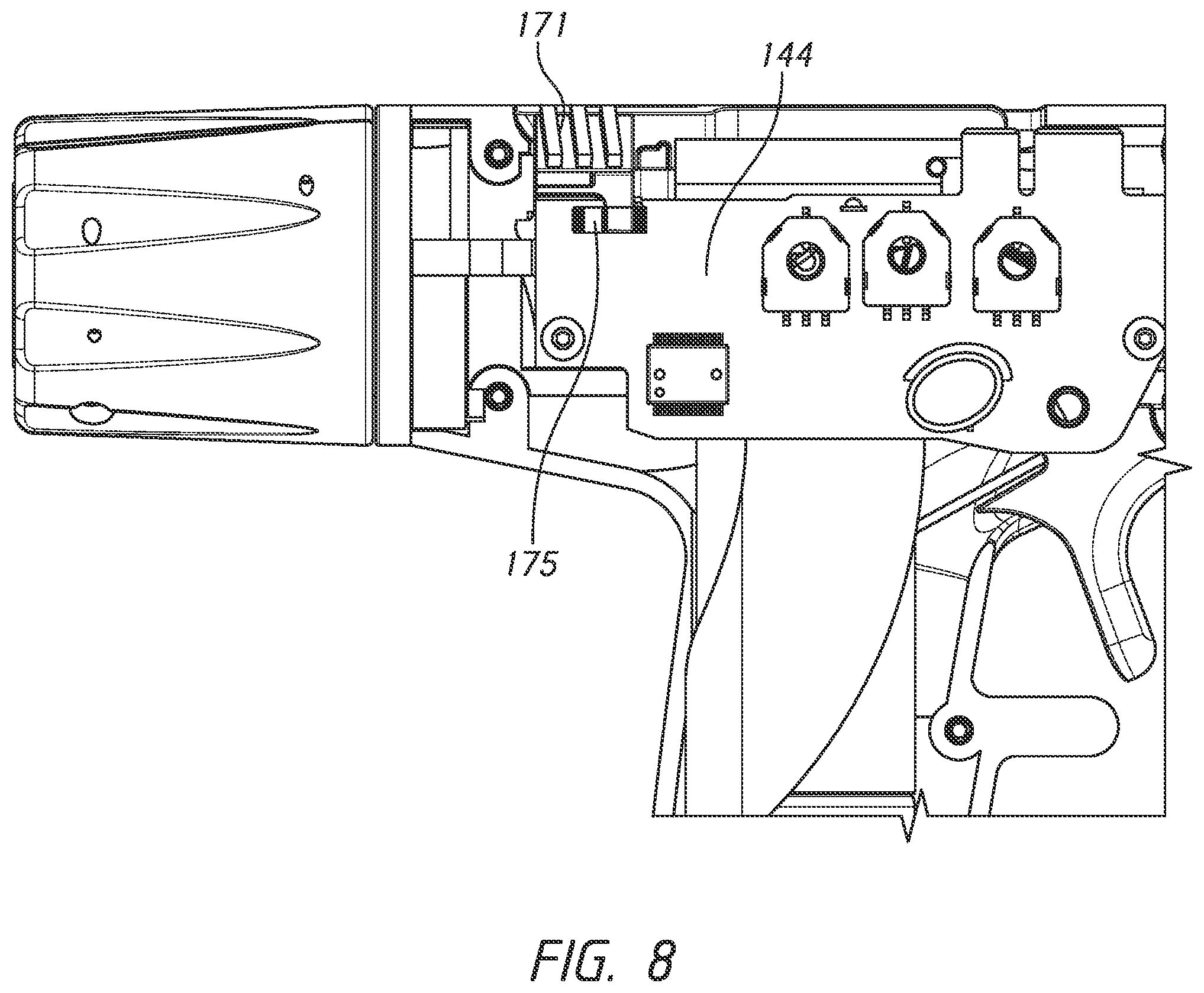 Patent US11771428 Figure 8 – Actuation shaft retention mechanism for surgical stapler