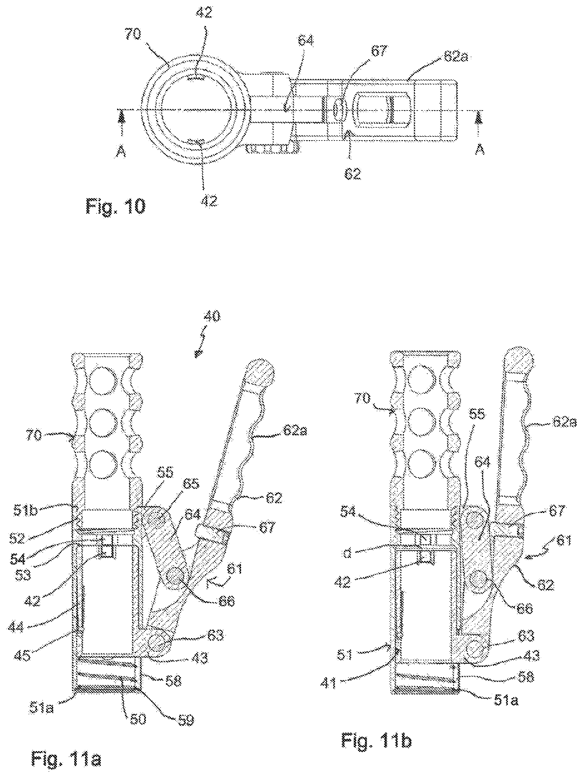 Patent US11771478 Figure 5 – Instrument for locking and unlocking a head of a bone anchor in a polyaxial bone anchoring device