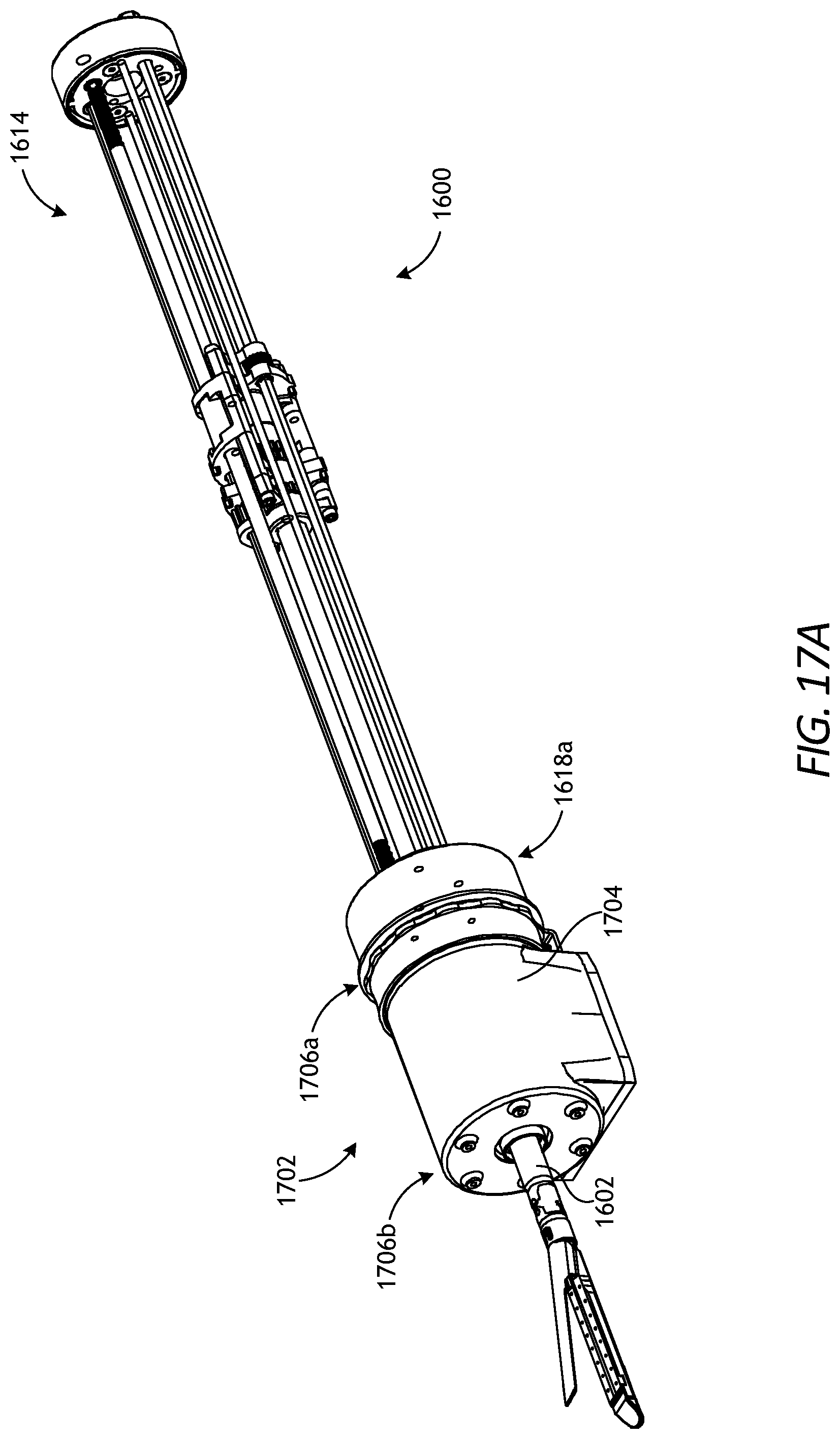 Patent US11771509 Figure 15 – Translating robotic surgical tools with integrated firing mechanisms