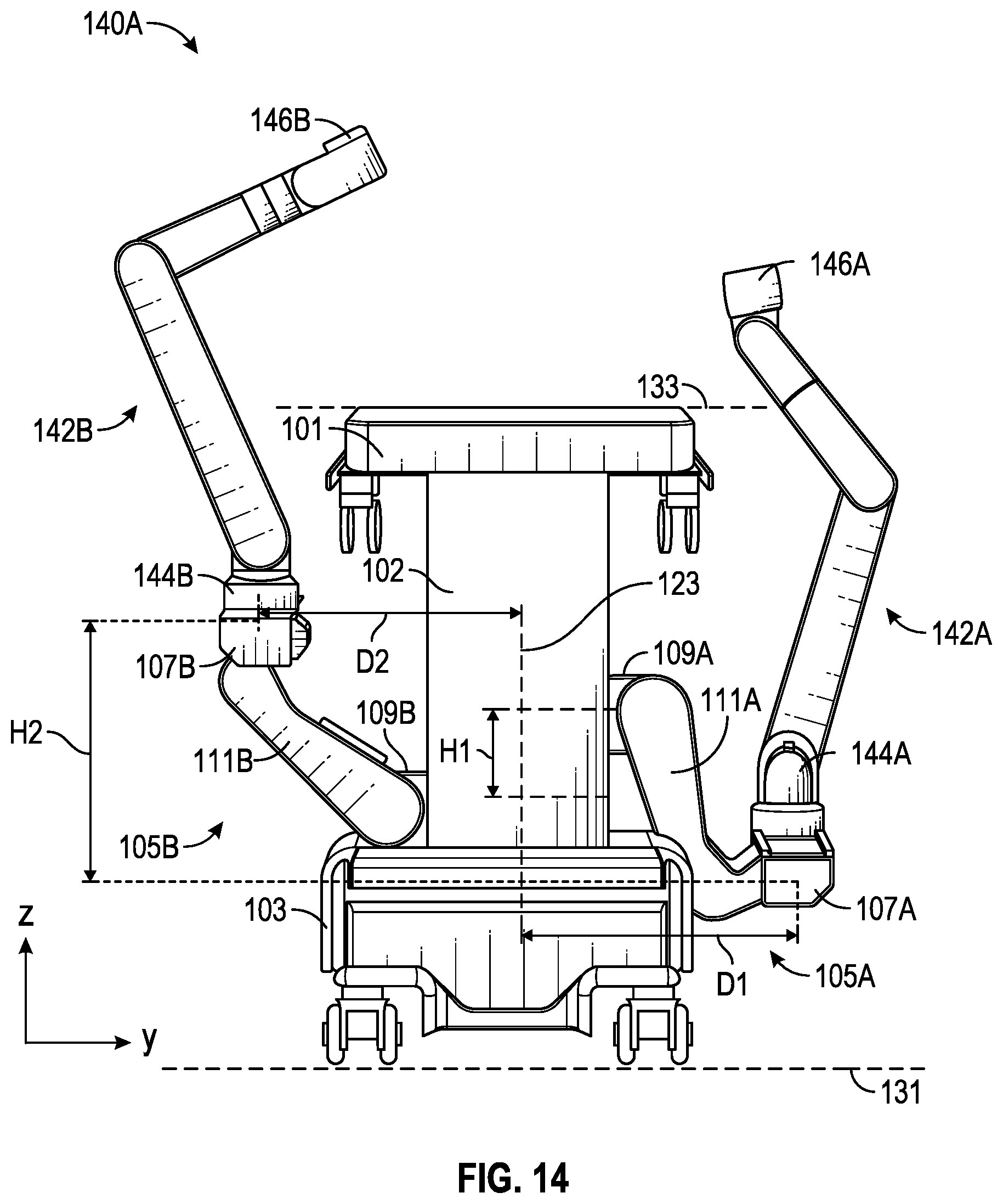 Patent US11771510 Figure 13 – Systems and methods for kinematic optimization with shared robotic degrees-of-freedom