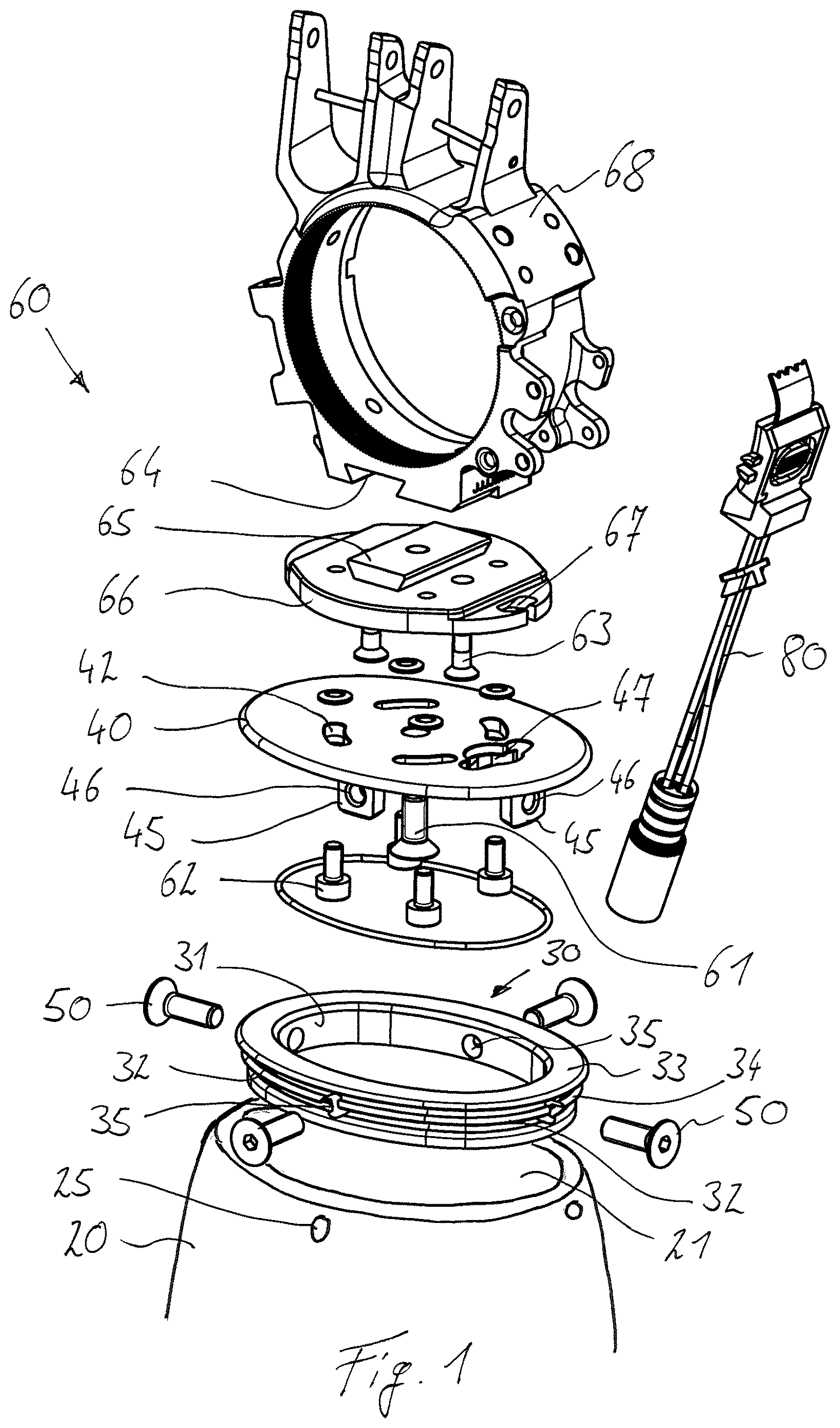 Patent US11771570 Figure 1 – Securing arrangement for a prosthetic hand on a forearm shaft and prosthesis system