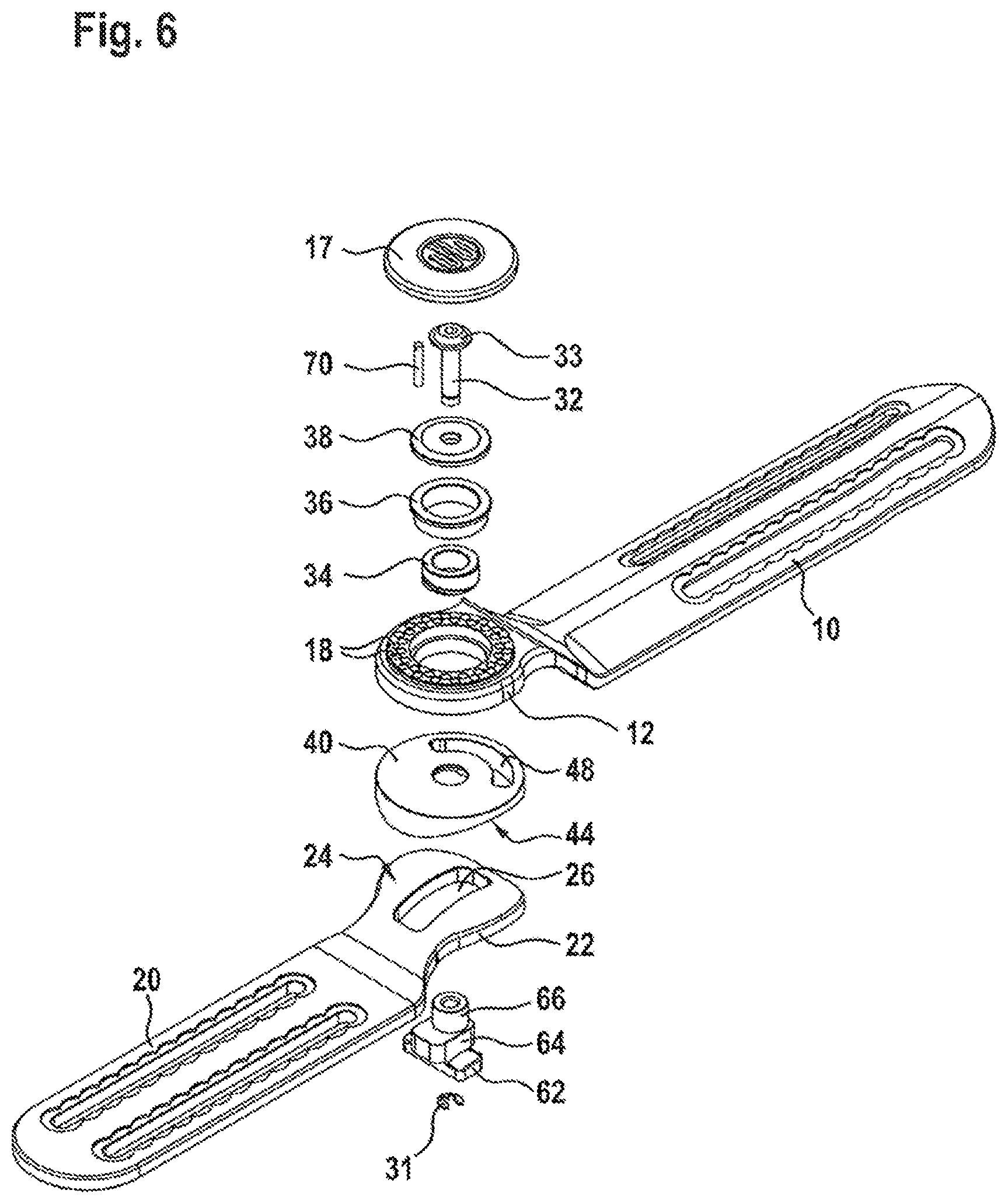 Patent US11771576 Figure 6 – Tiltable articulated joint brace