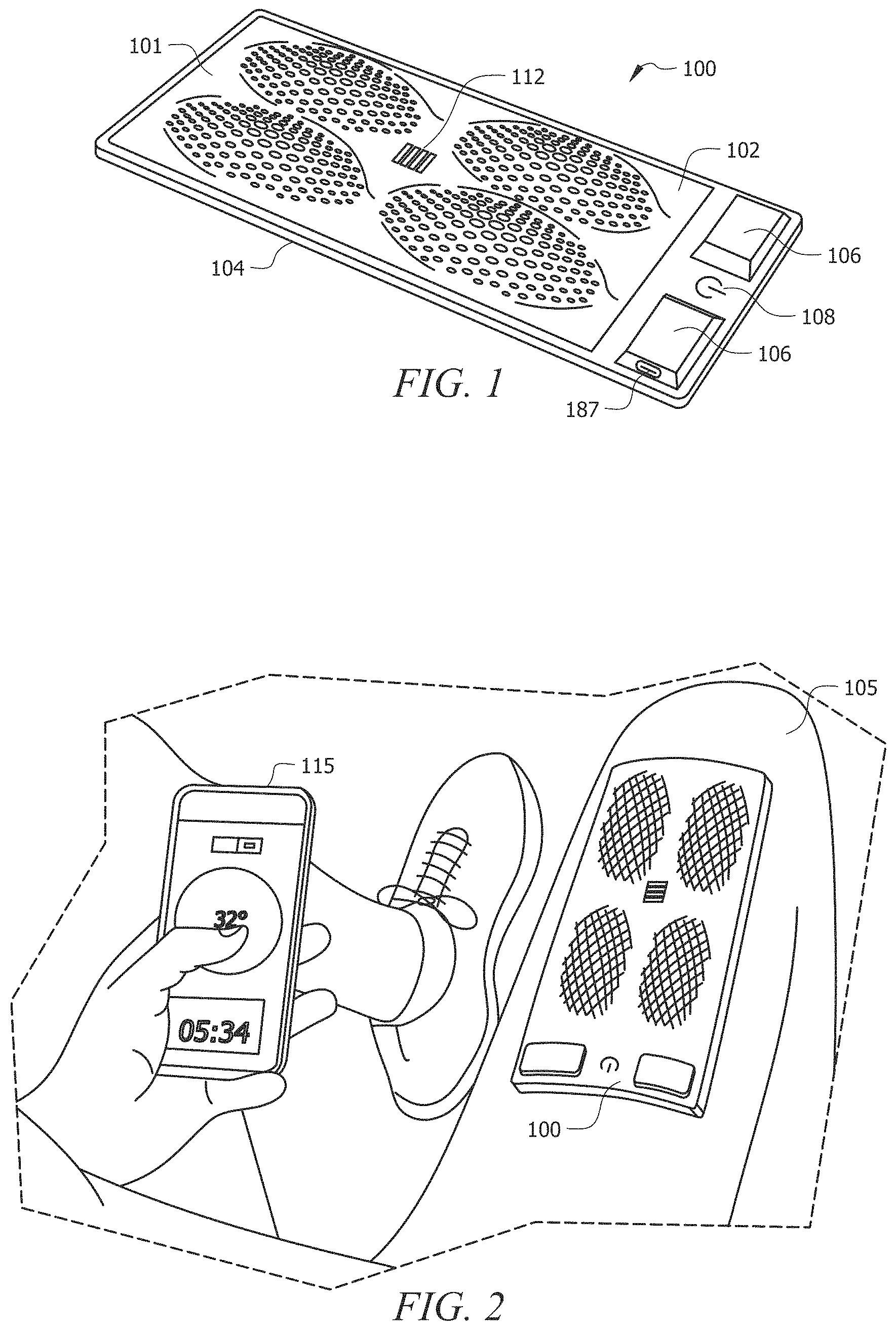 Patent US11771587 Figure 1 – Portable rechargeable therapy pods