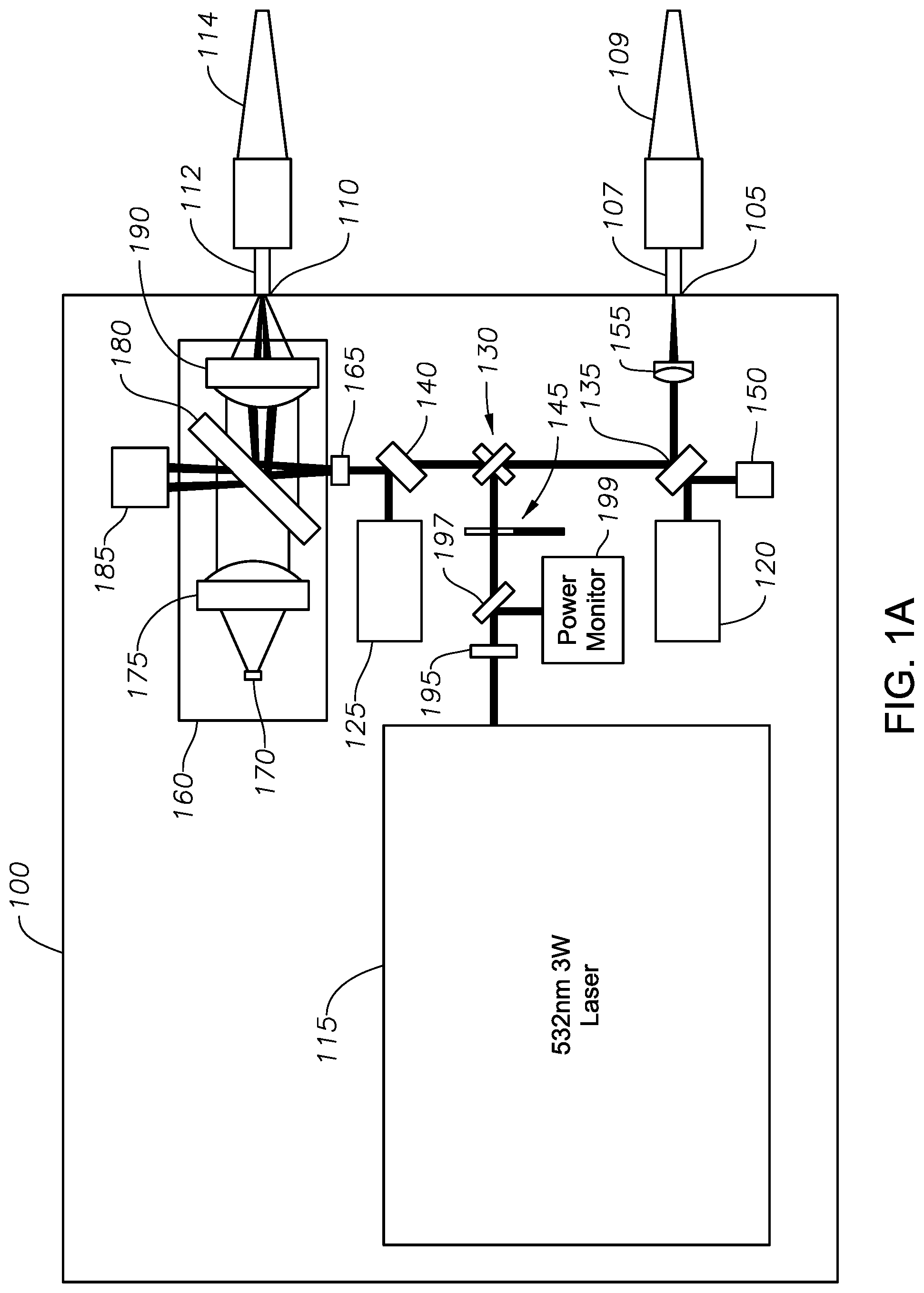 Patent US11771597 Figure 1 – Multiple-input-coupled illuminated multi-spot laser probe