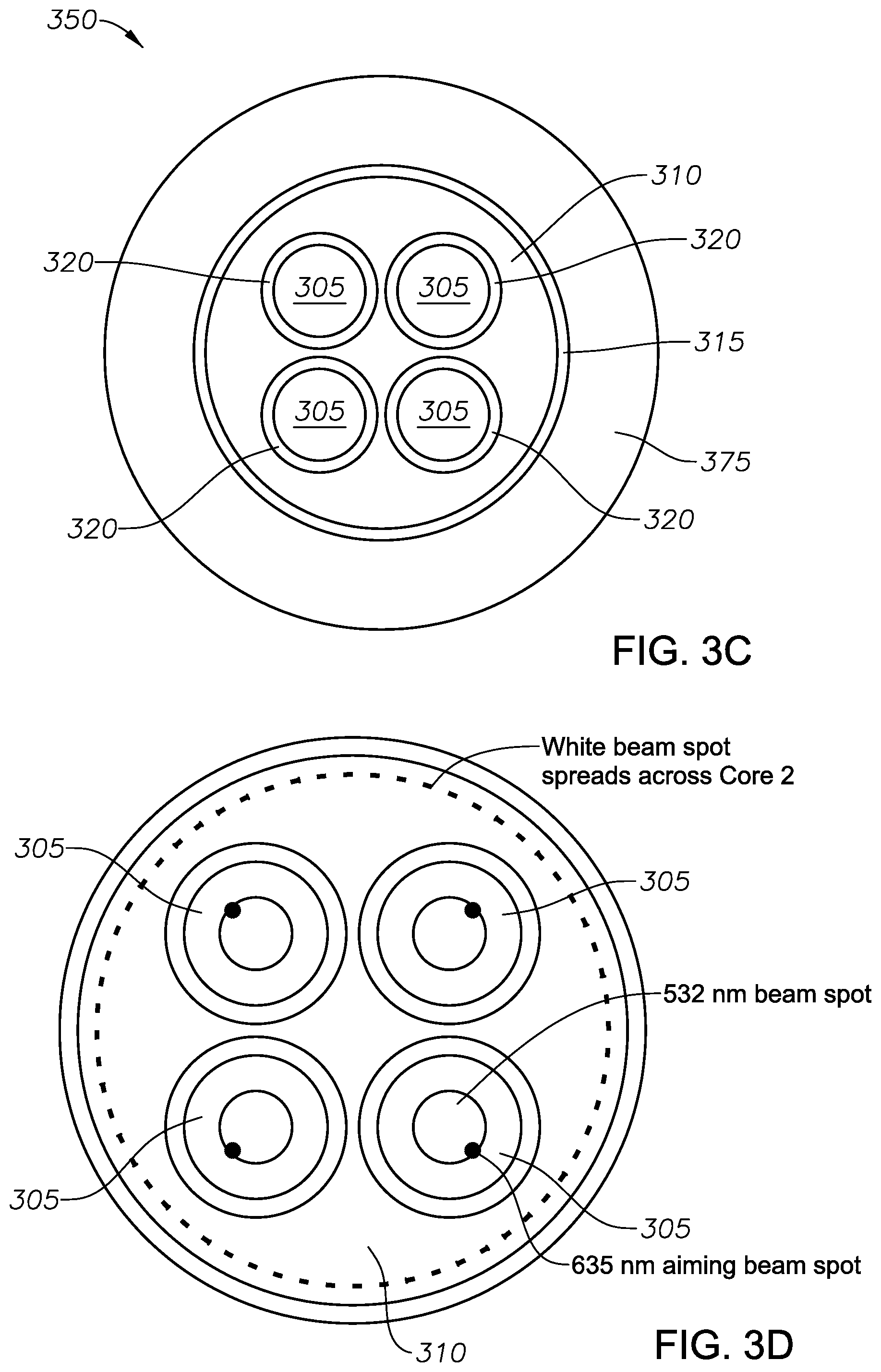 Patent US11771597 Figure 5 – Multiple-input-coupled illuminated multi-spot laser probe