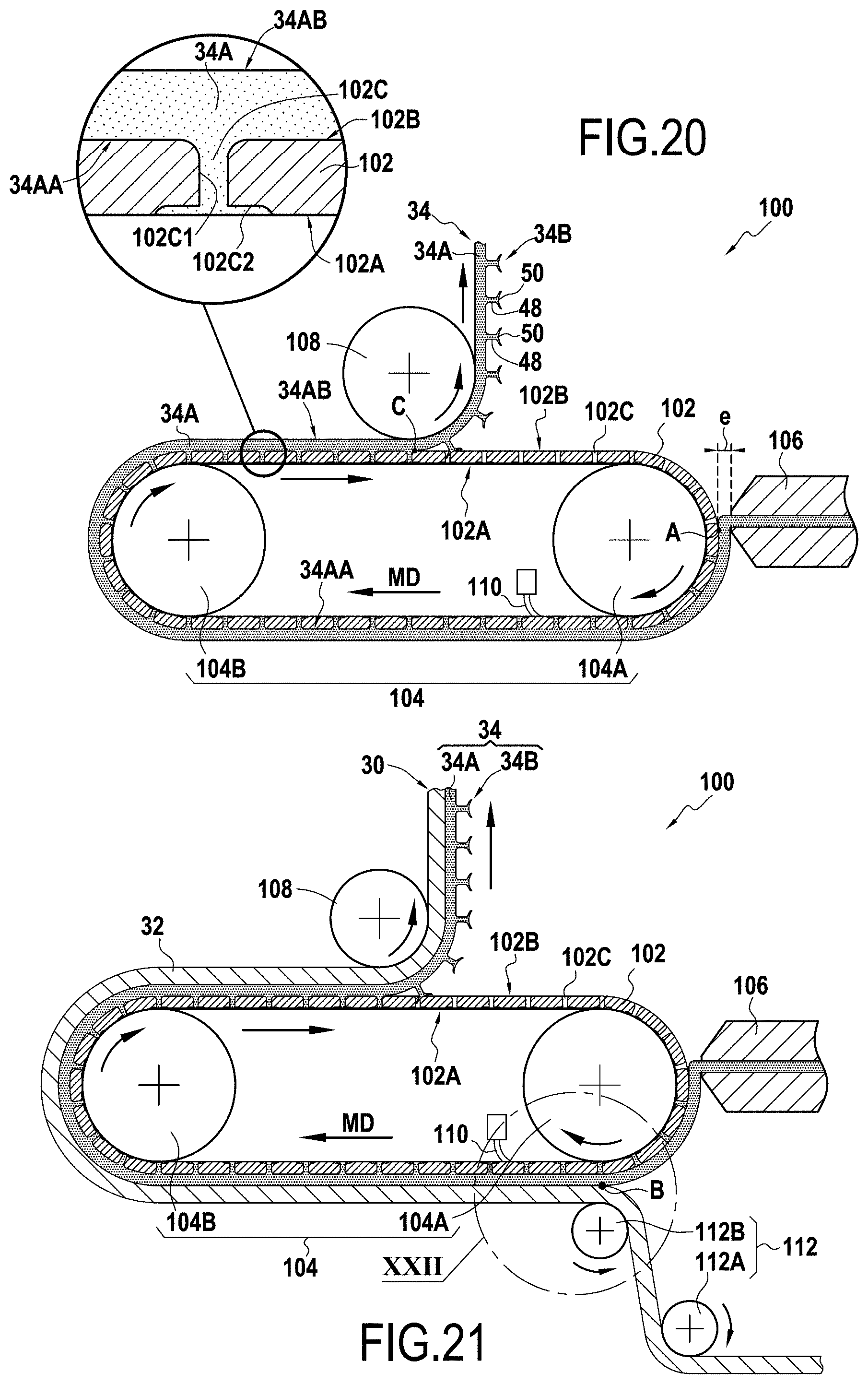 Patent US11771600 Figure 7 – Laminated assembly, nappy comprising such an assembly and method for manufacturing such an assembly