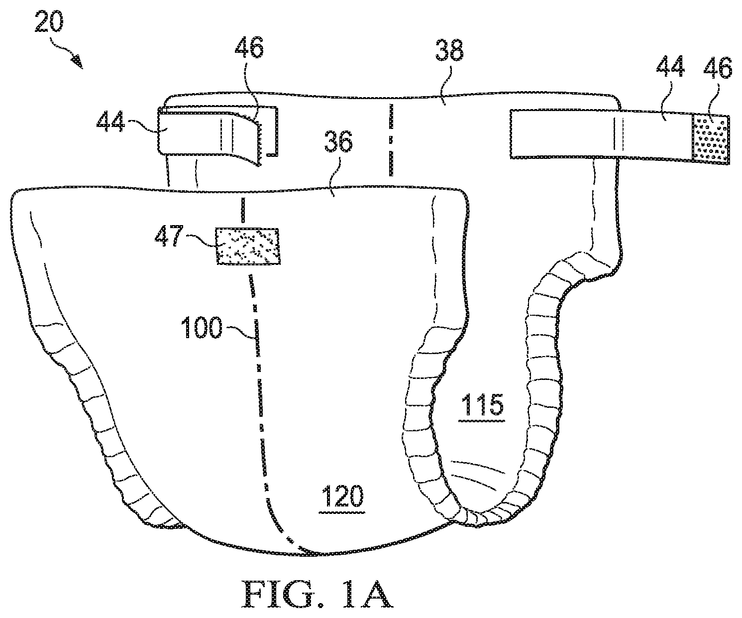 Patent US11771601 Figure 2 – Absorbent article with elasticized region