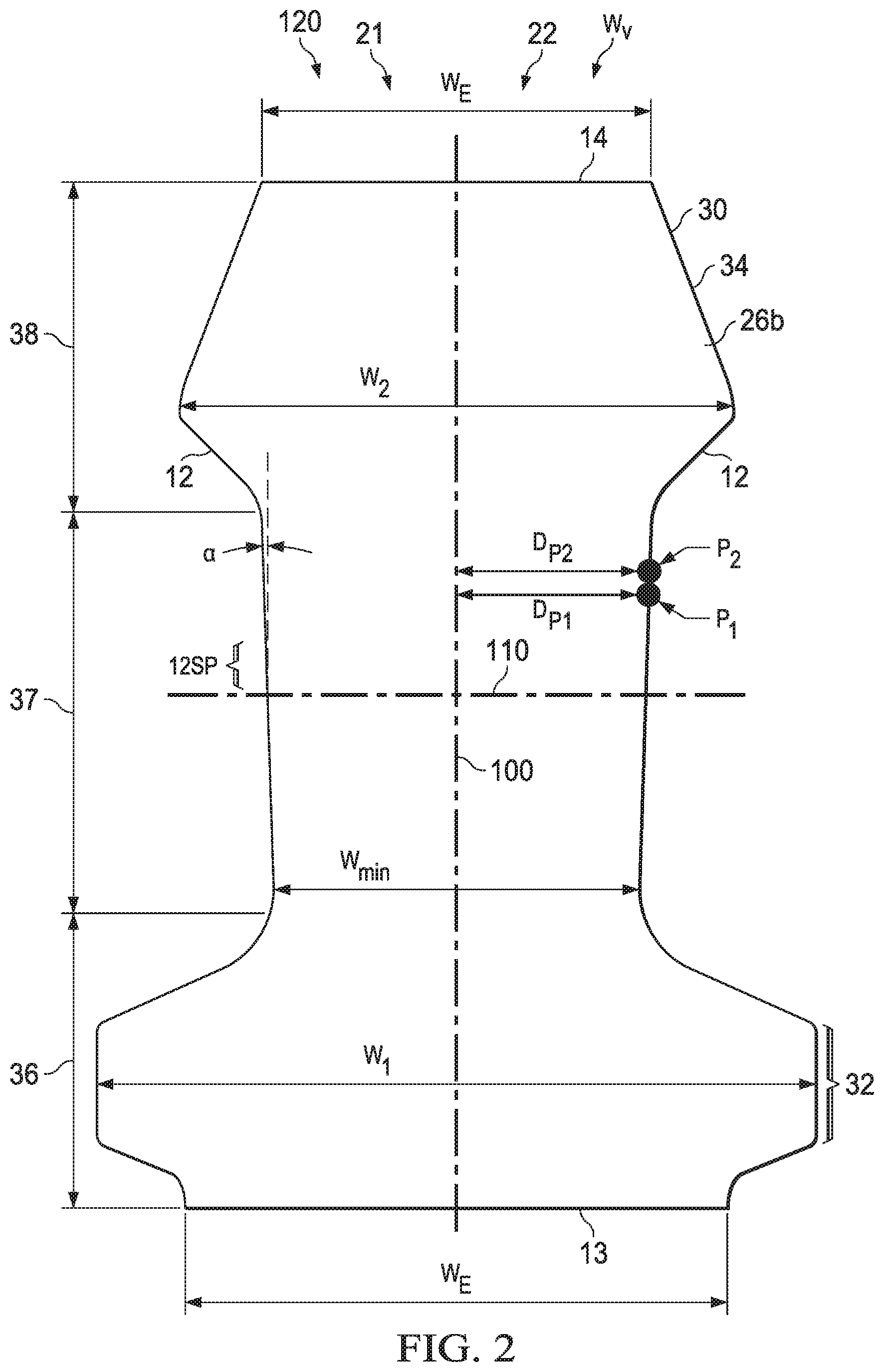 Patent US11771601 Figure 3 – Absorbent article with elasticized region