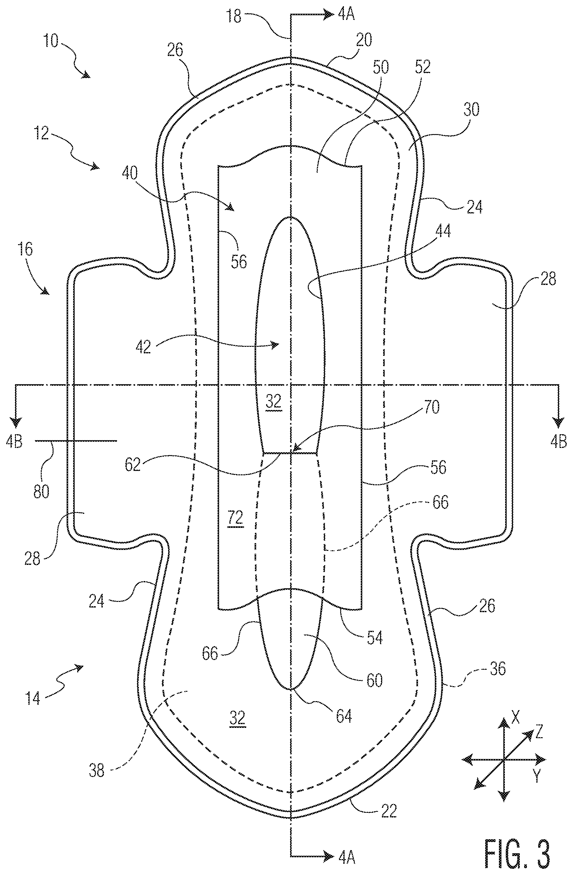 Patent US11771605 Figure 4 – Absorbent article with an exudate management layer