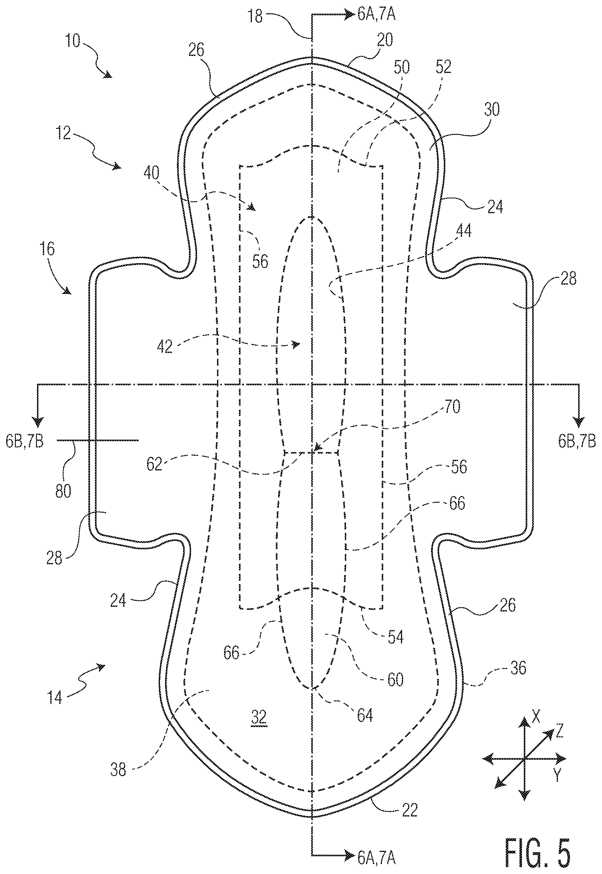 Patent US11771605 Figure 7 – Absorbent article with an exudate management layer