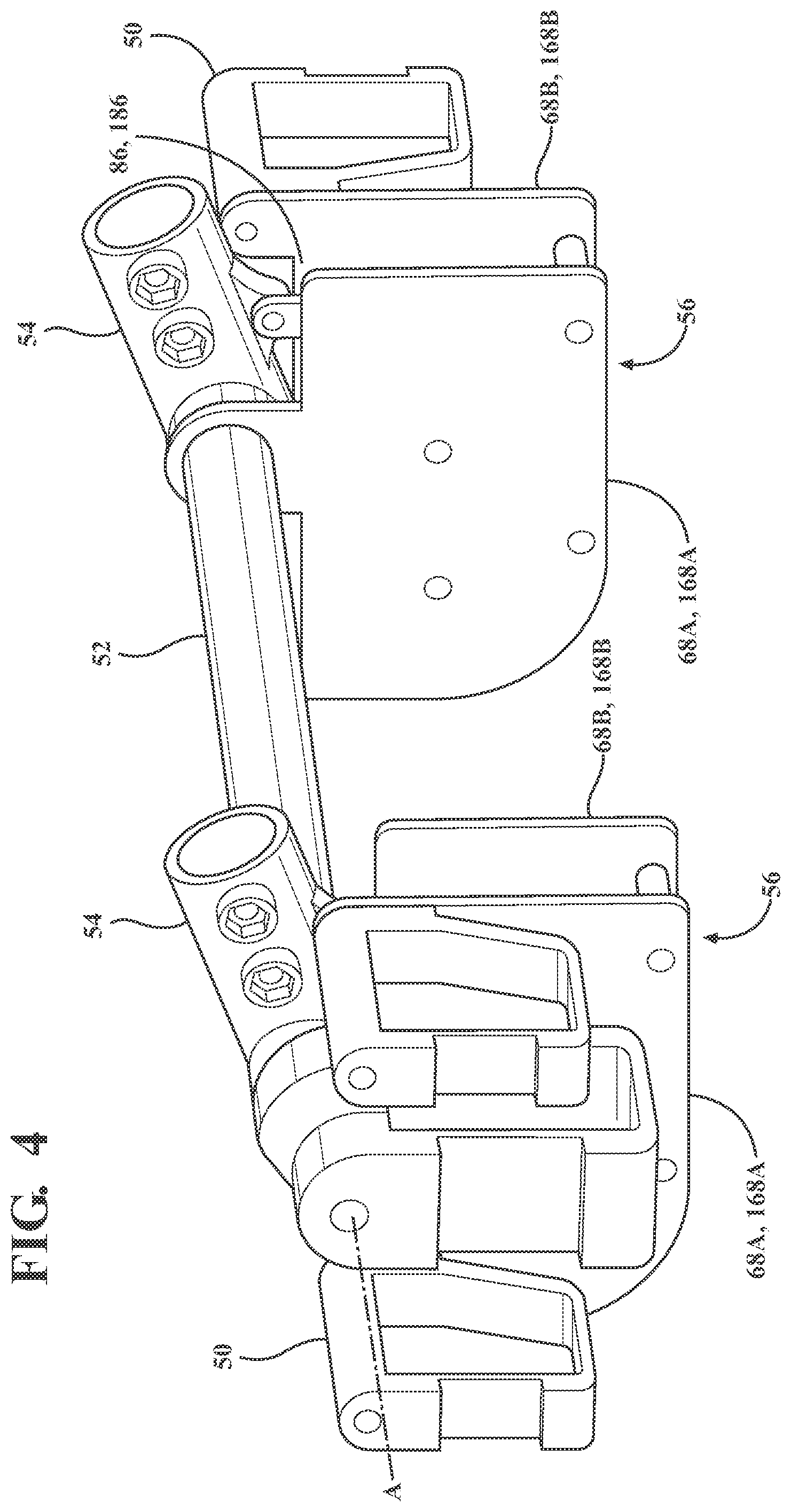 Patent US11771607 Figure 5 – Patient support apparatus with deck section actuator