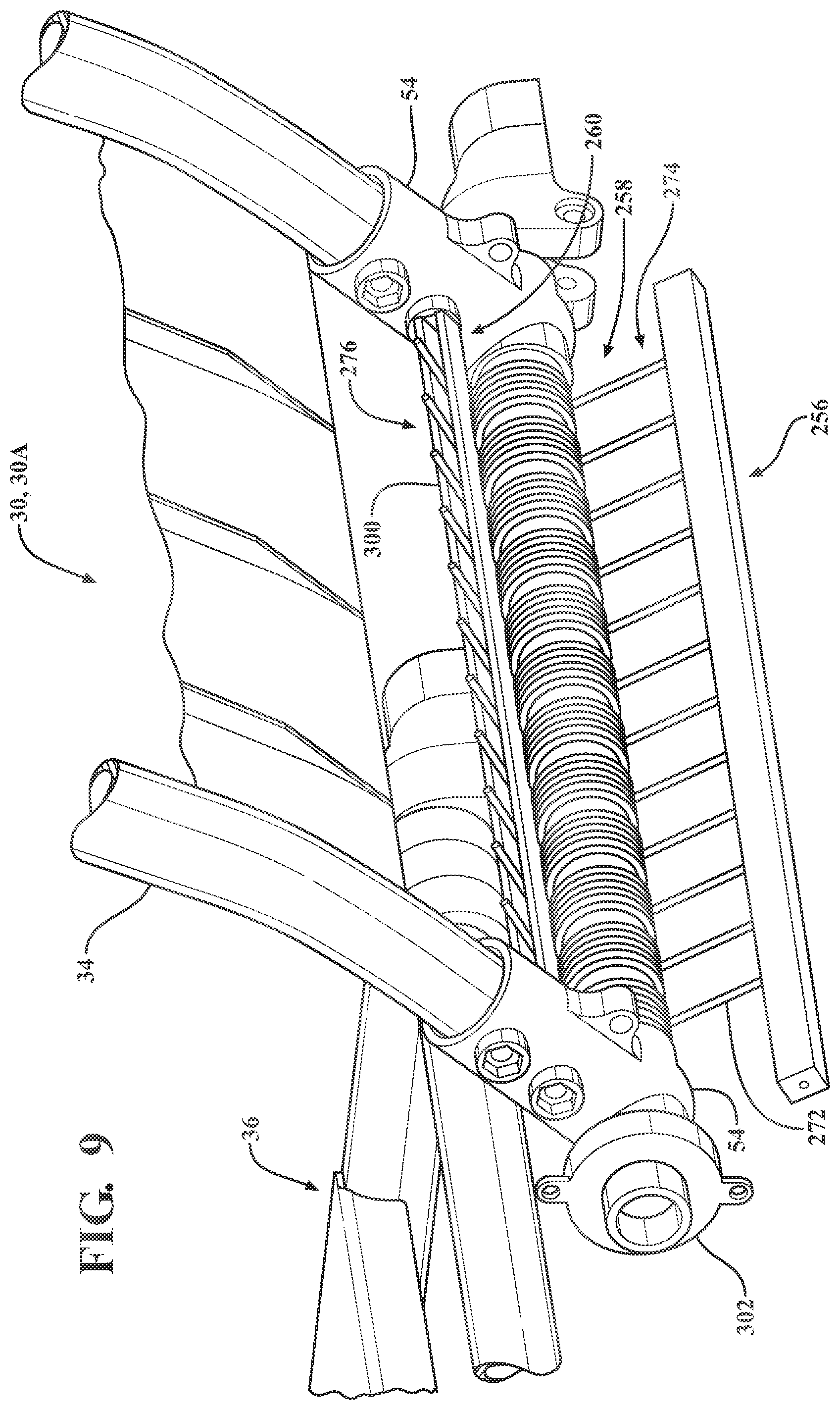 Patent US11771607 Figure 12 – Patient support apparatus with deck section actuator