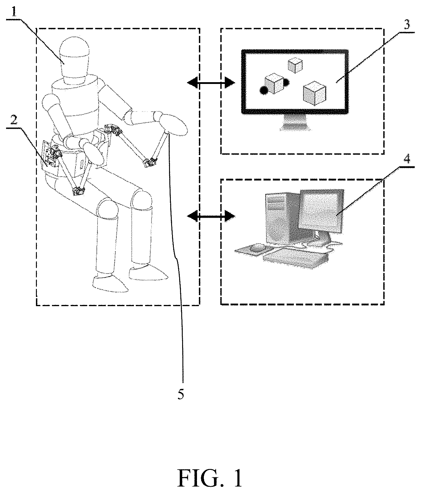 Patent US11771613 Figure 1 – Robot system for active and passive upper limb rehabilitation training based on force feedback technology