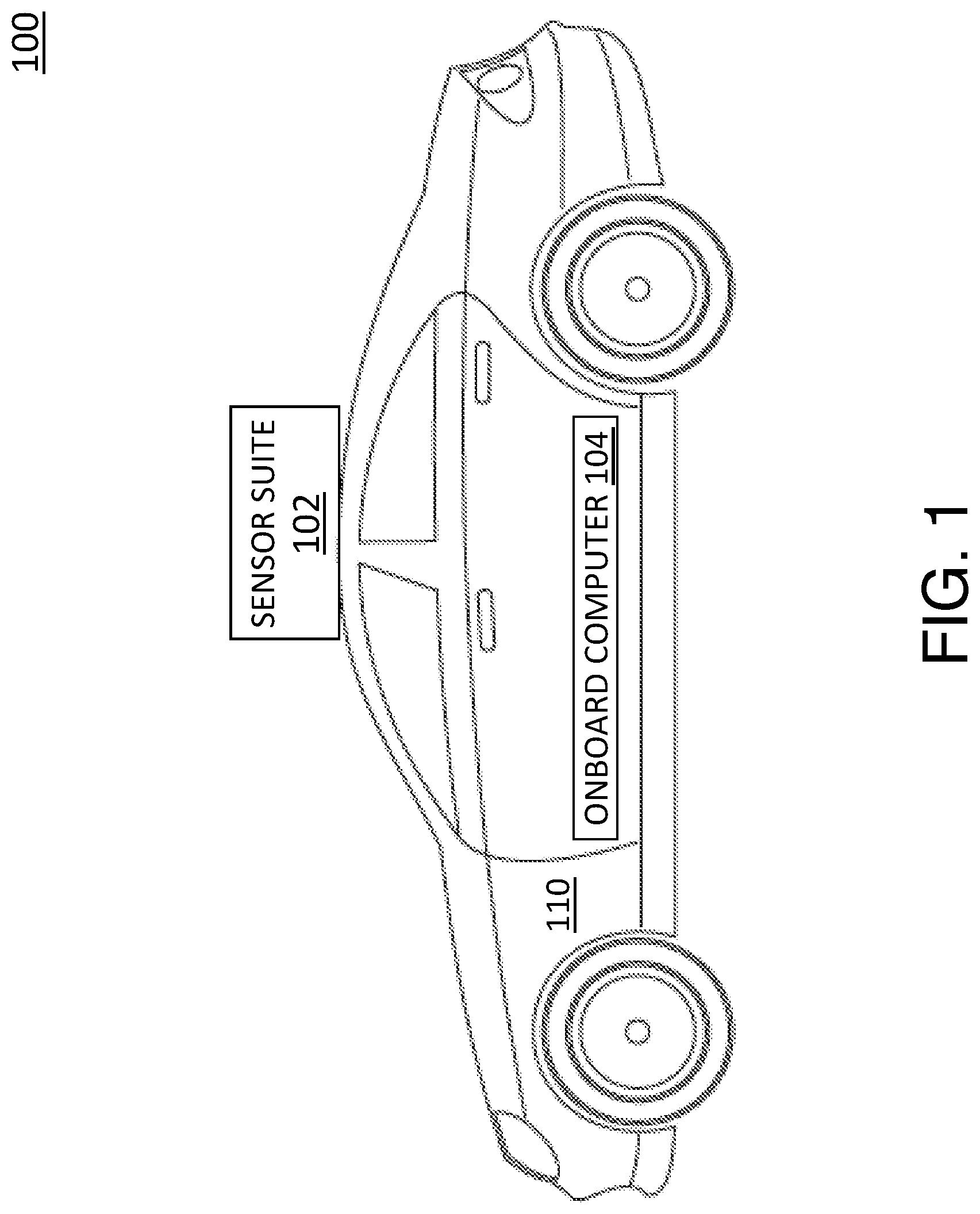 Patent US11771786 — System and method for automated detection and disinfection of a fleet of autonomous vehicles — Figure 1