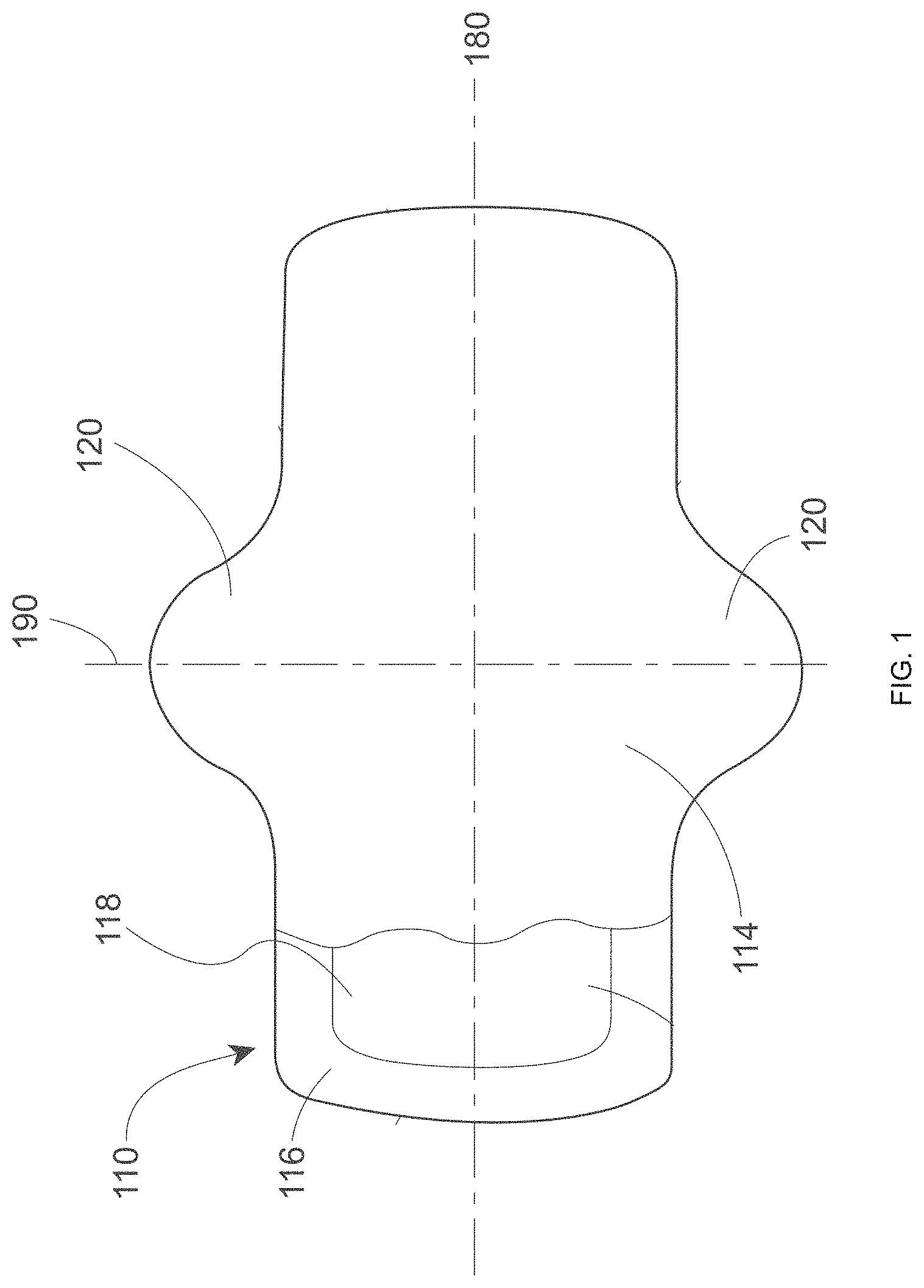 Patent US11771797 Figure 1 – Absorbent article with topsheet treated to reduce surfactant migration