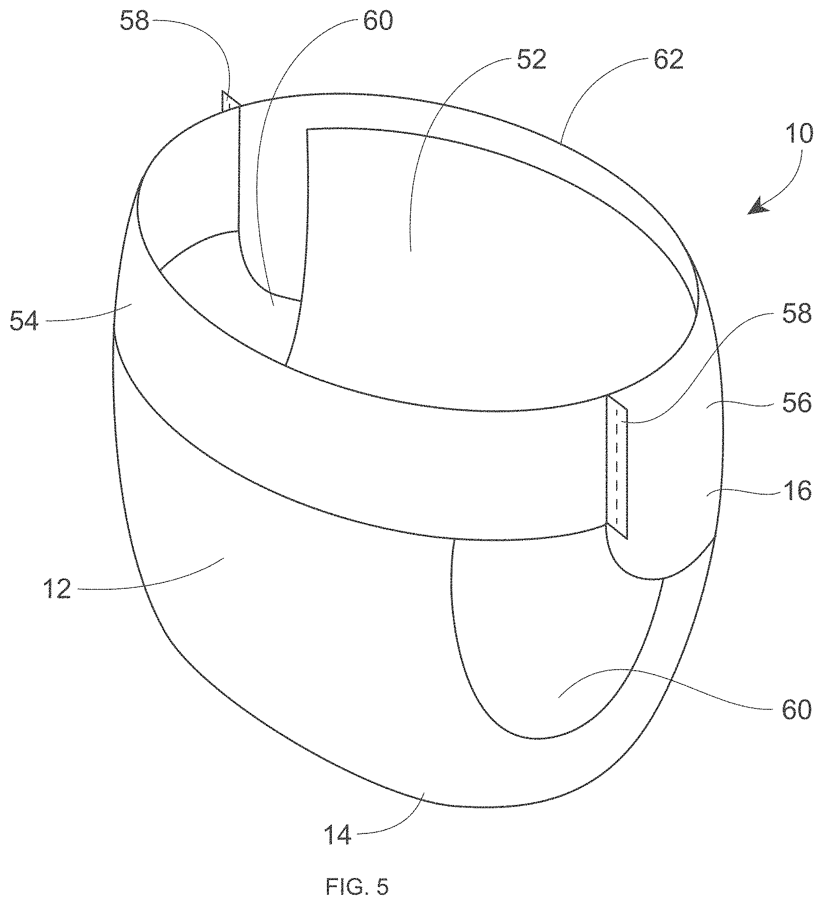 Patent US11771797 Figure 5 – Absorbent article with topsheet treated to reduce surfactant migration