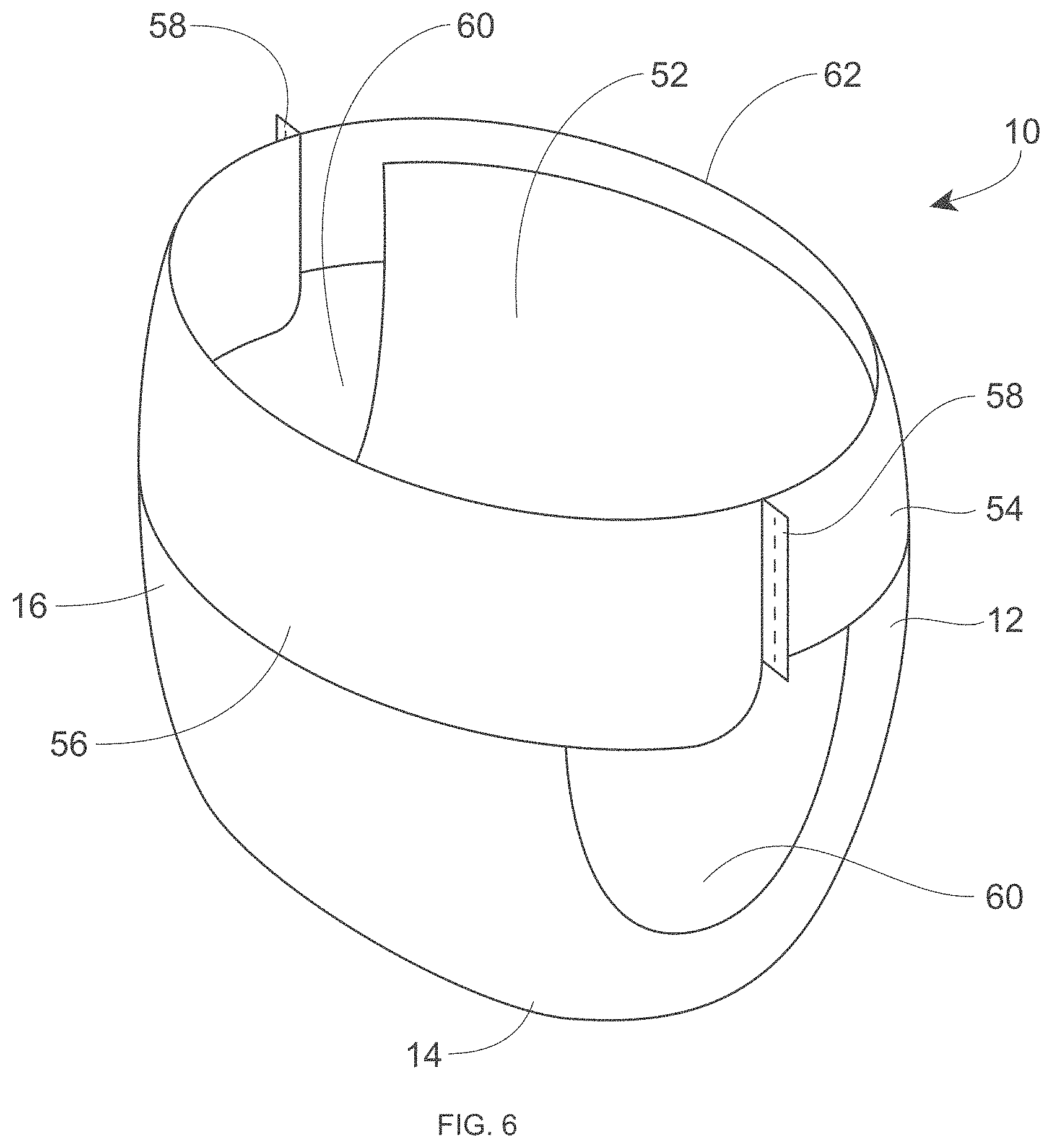 Patent US11771797 Figure 6 – Absorbent article with topsheet treated to reduce surfactant migration