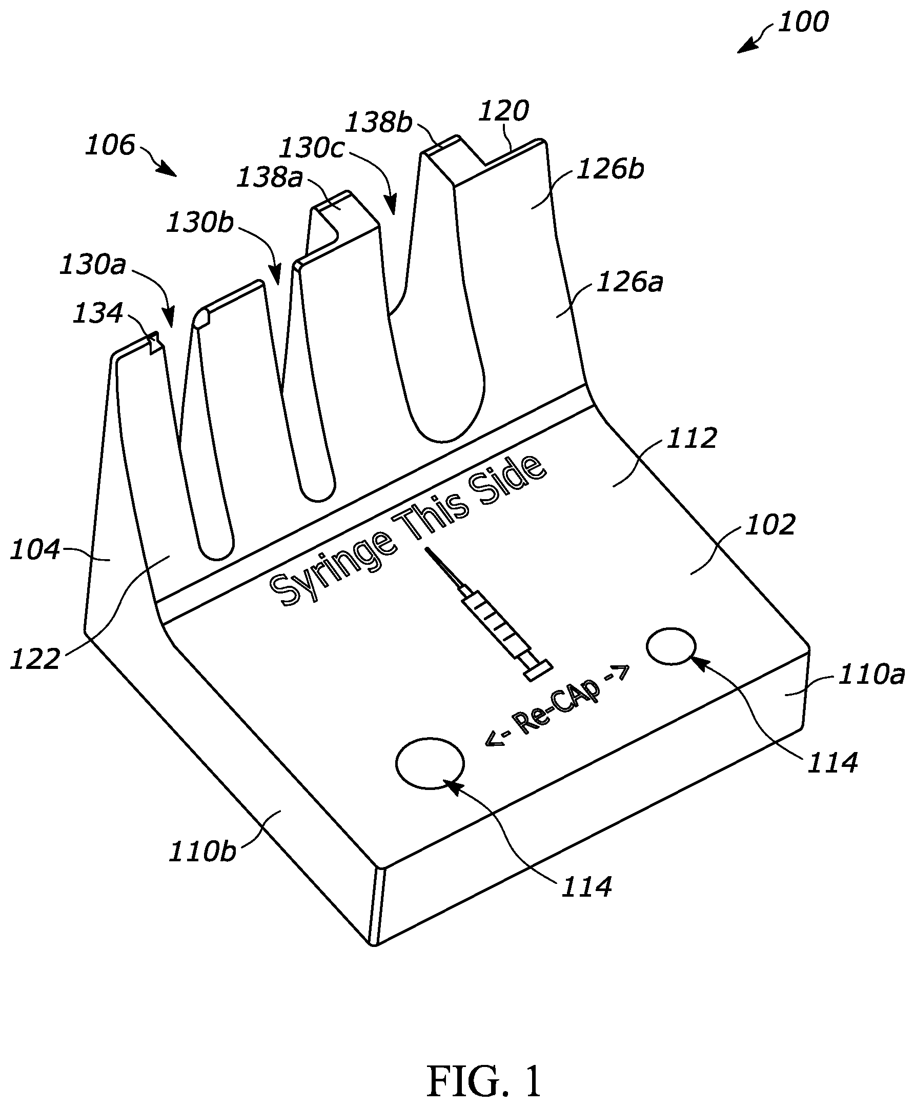 Patent US11771844 Figure 1 – Syringe de-capper device