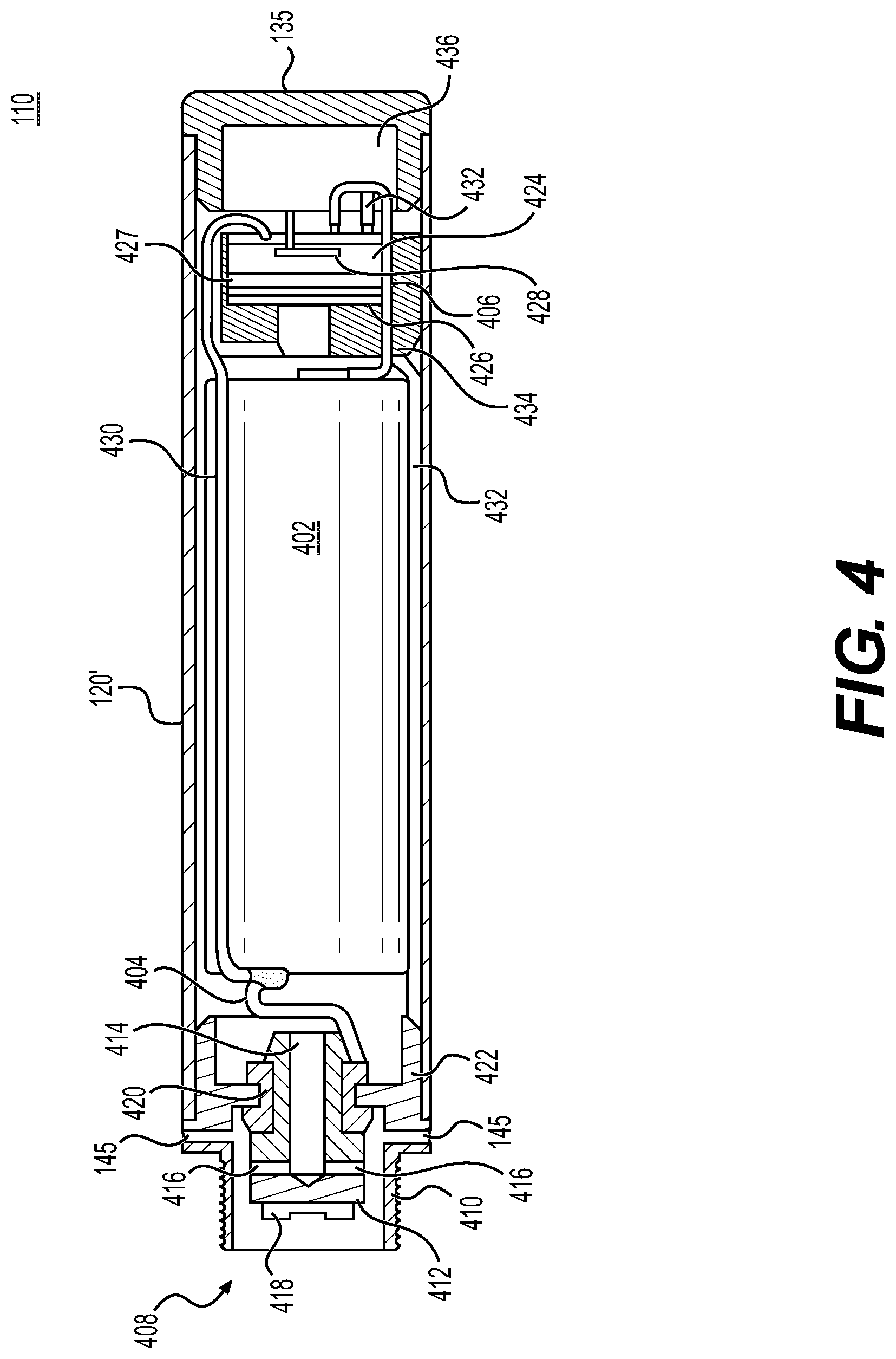 Patent US11771849 Figure 4 – Non-nicotine electronic vaping device