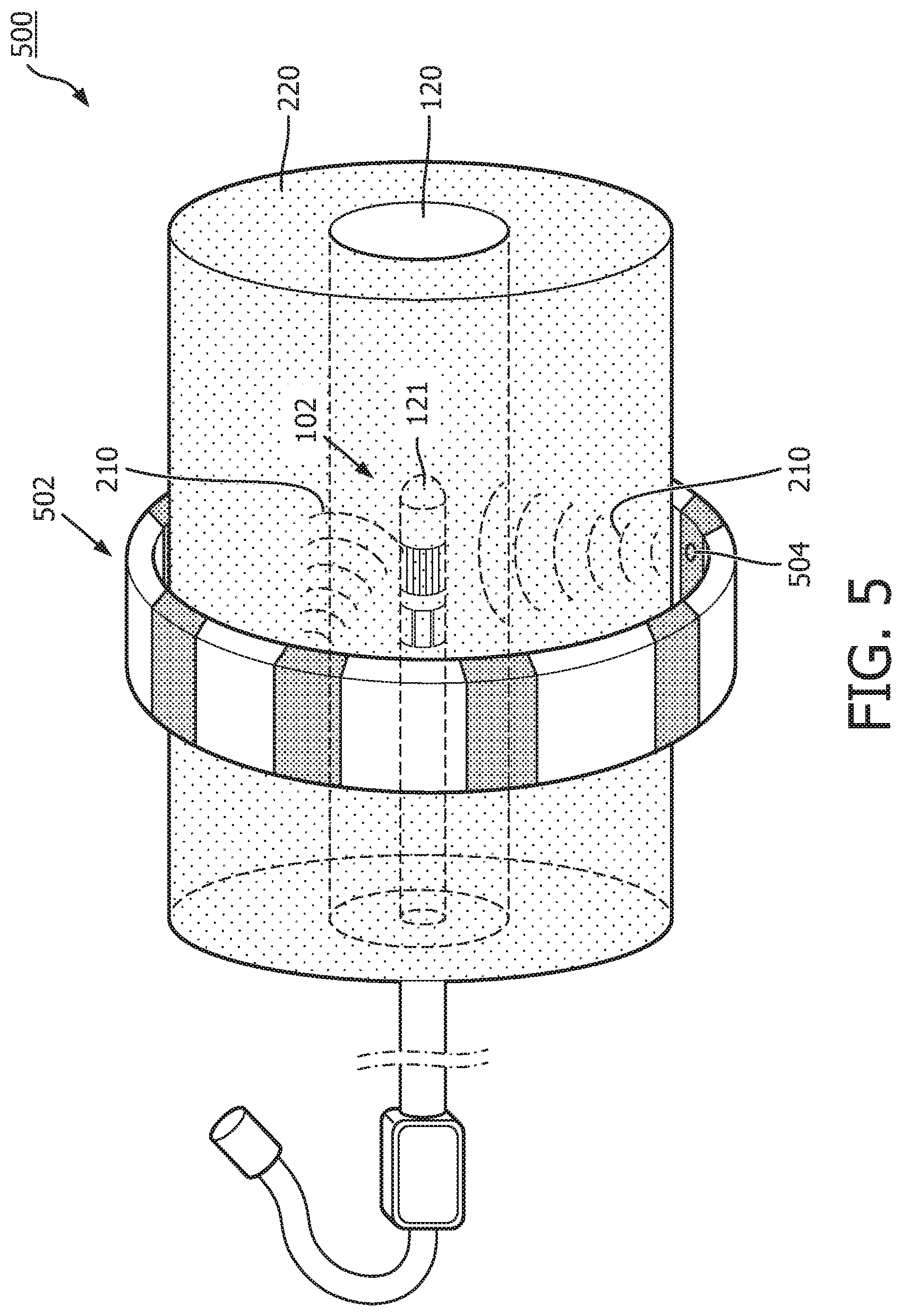 Patent US11771869 Figure 5 – Electromagnetic control for intraluminal sensing devices and associated devices, systems, and methods
