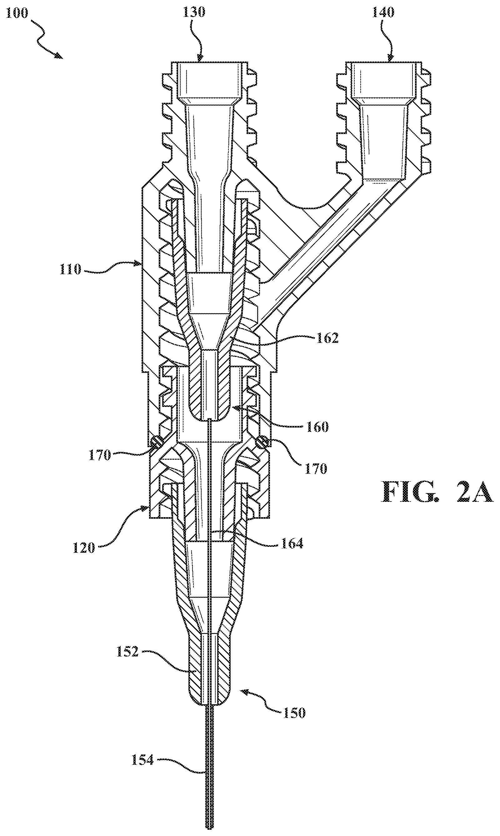 Patent US11771881 Figure 2 – Needle adapter and device for soft material extrusion of core-shell structures