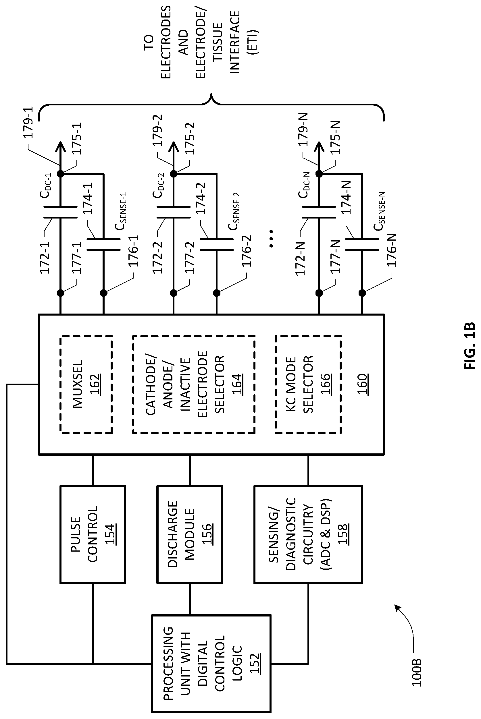 Patent US11771904 Figure 2 – Diagnostic circuitry for monitoring charge states of electrodes of a lead system associated with an implantable pulse generator