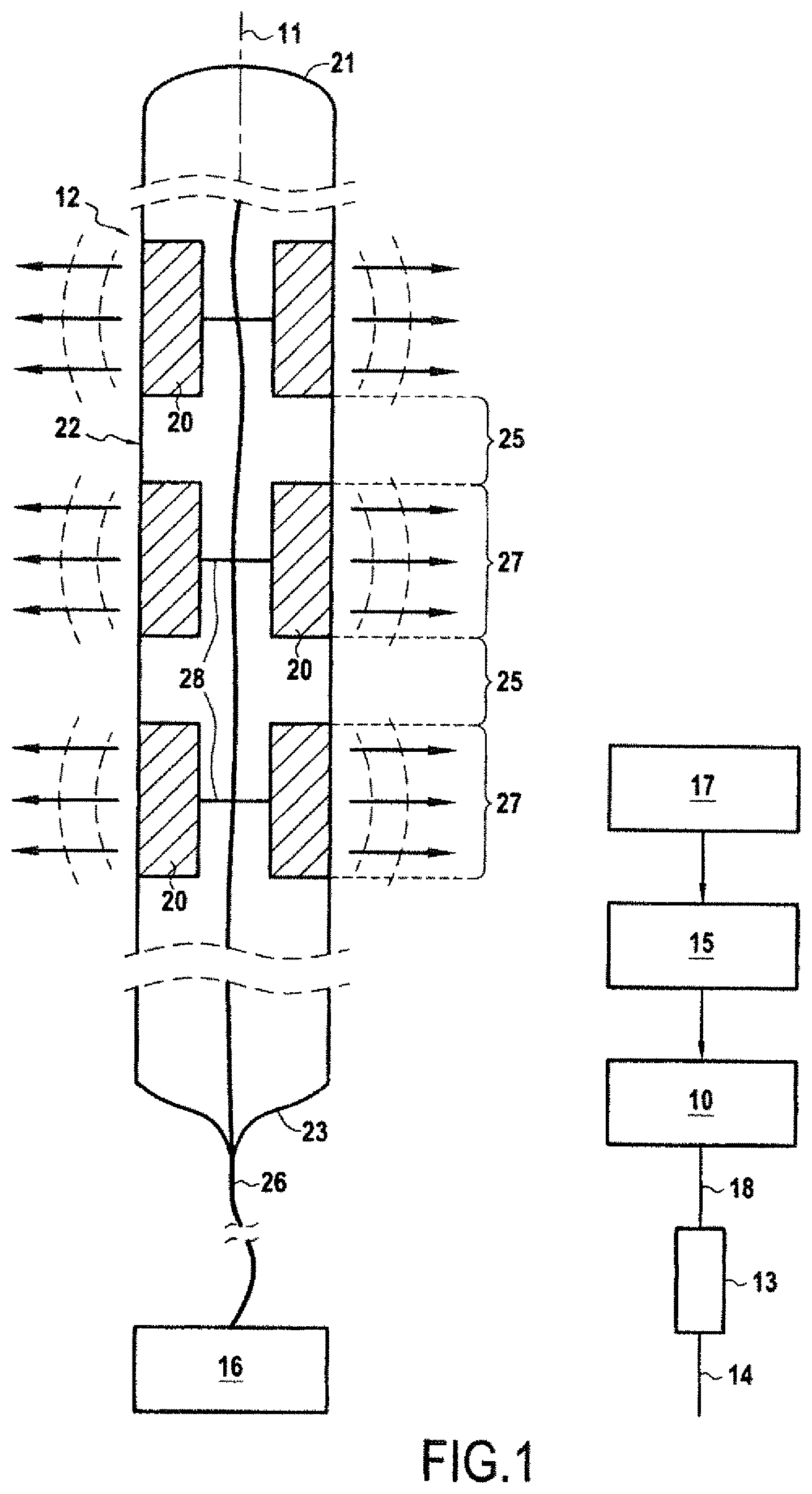 Patent US11771925 Figure 1 – Implantable ultrasound generating treating device for spinal cord and/or spinal nerve treatment, apparatus comprising such device and method