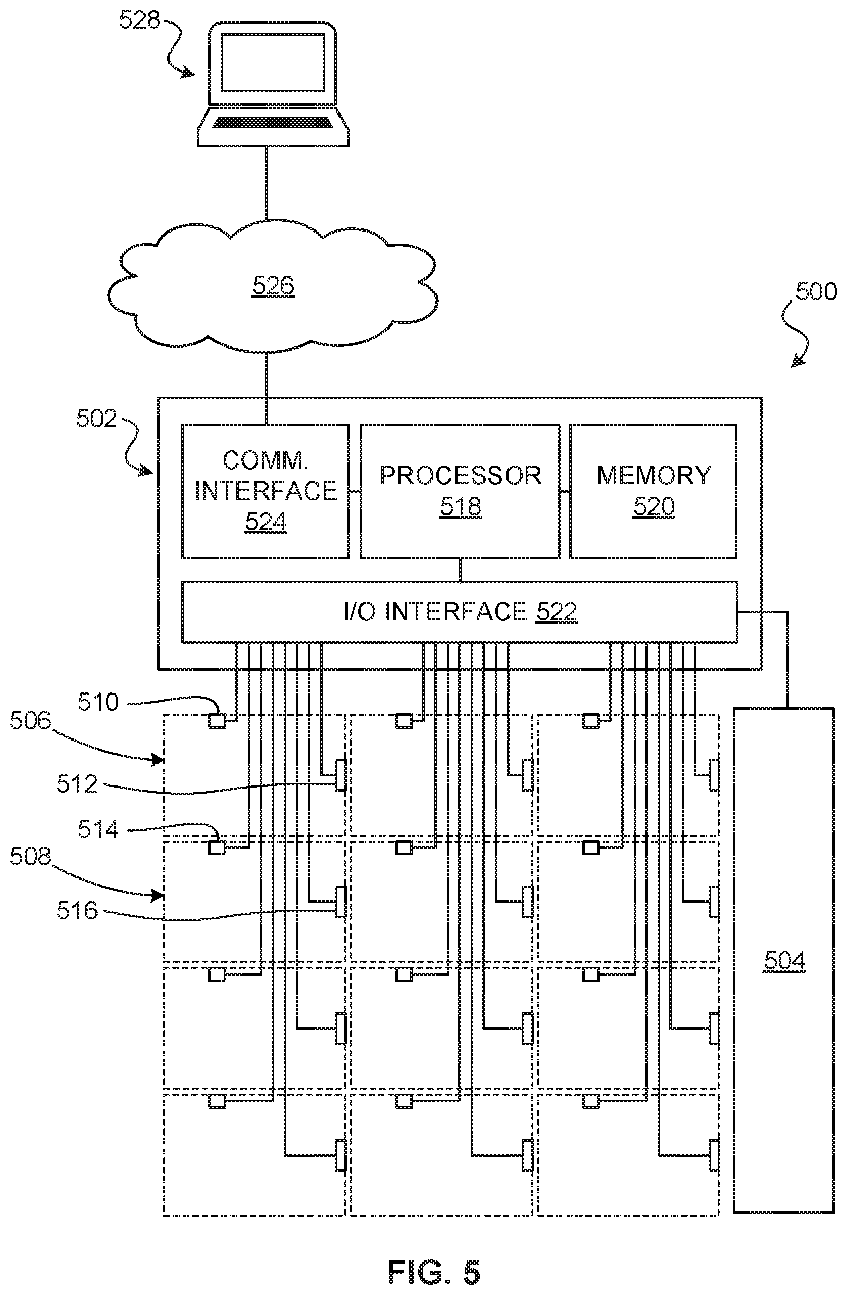 Patent US11771932 Figure 5 – Storage receptacles with fire suppression