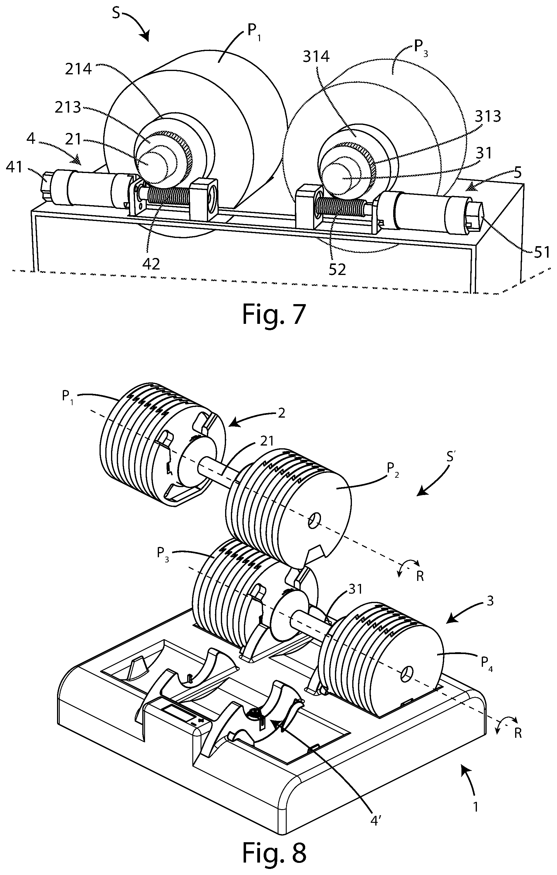 Patent US11771942 Figure 4 – Automatic regulation system for the weight of a dumbbell