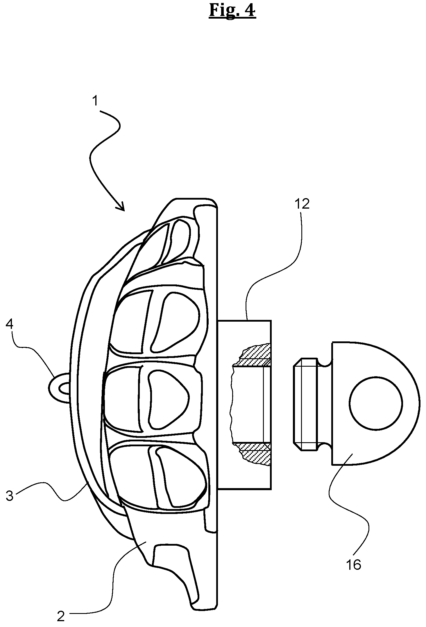 Patent US11771943 Figure 4 – Holding device for using gym equipment