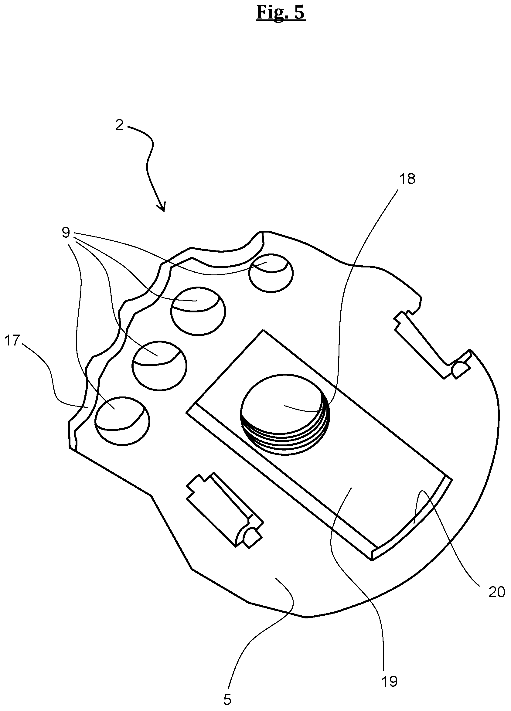 Patent US11771943 Figure 5 – Holding device for using gym equipment
