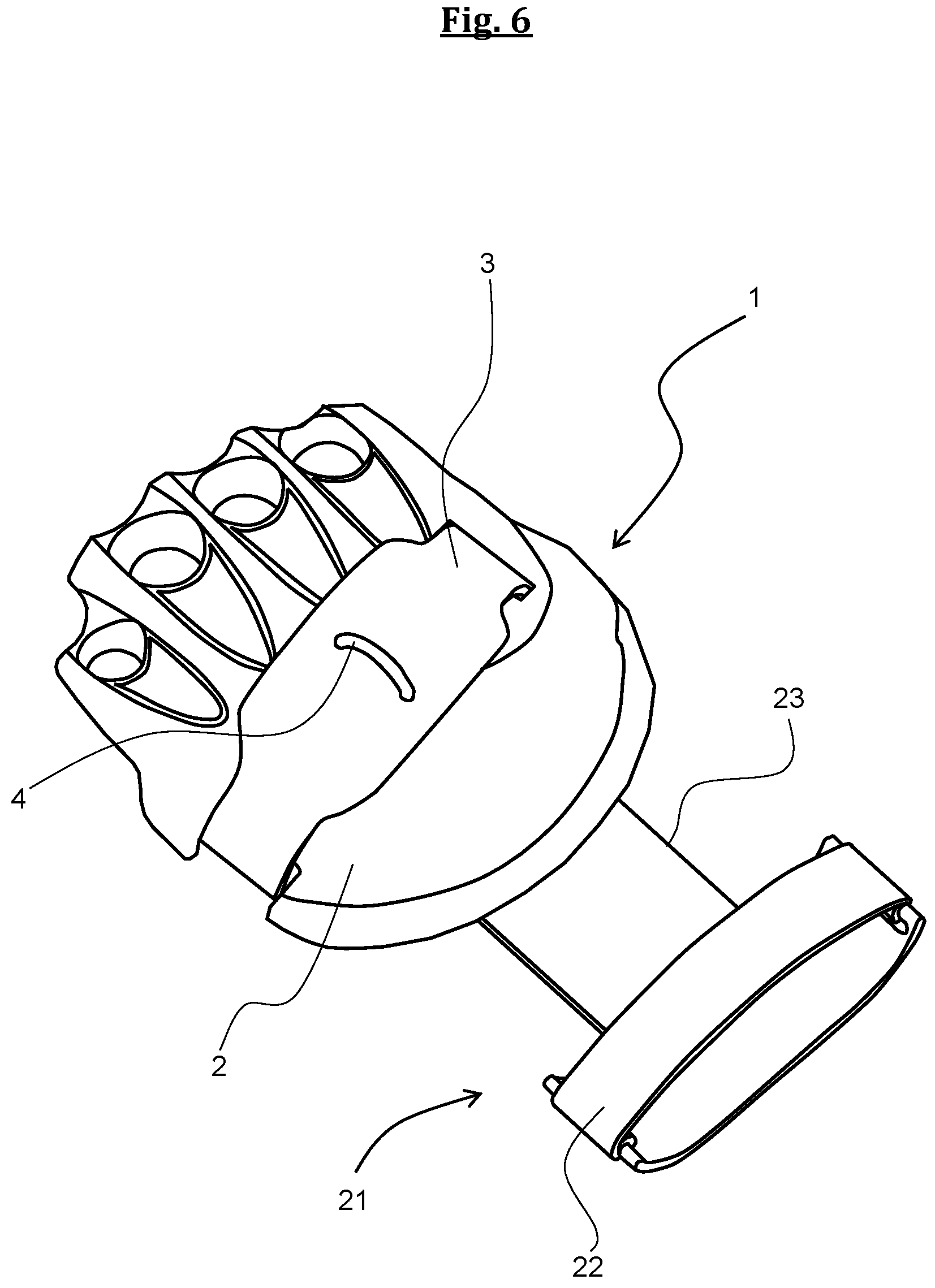Patent US11771943 Figure 6 – Holding device for using gym equipment