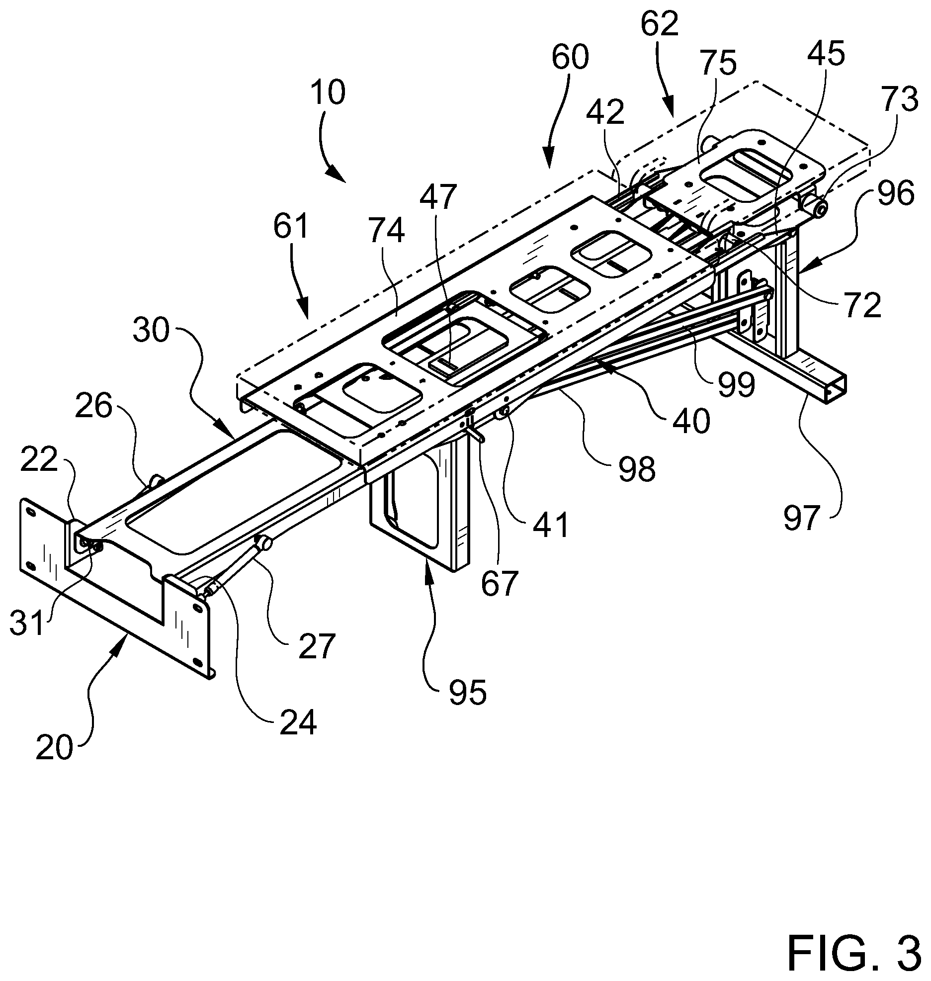 Patent US11771945 Figure 7 – Retractable wall mountable inclinable bench system
