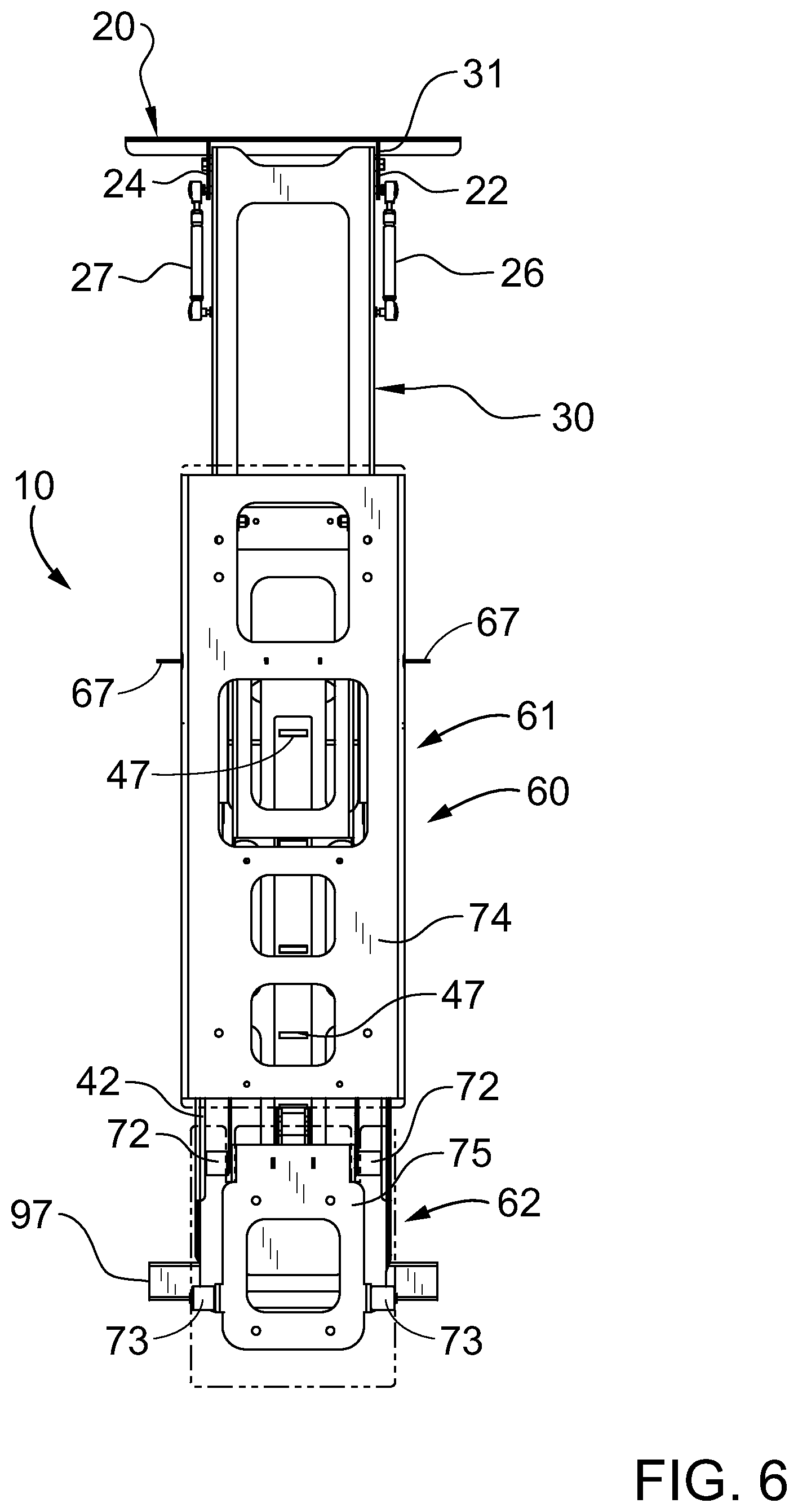 Patent US11771945 Figure 11 – Retractable wall mountable inclinable bench system