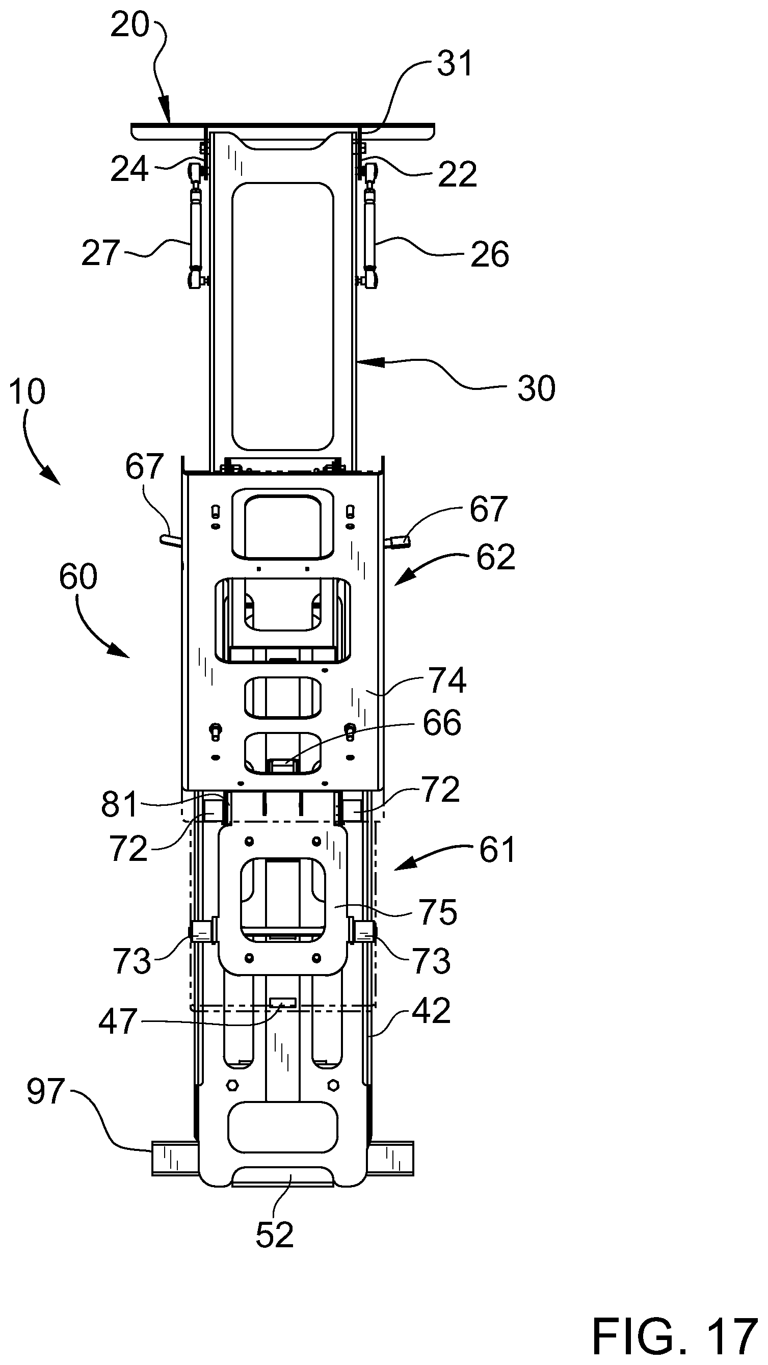 Patent US11771945 Figure 20 – Retractable wall mountable inclinable bench system
