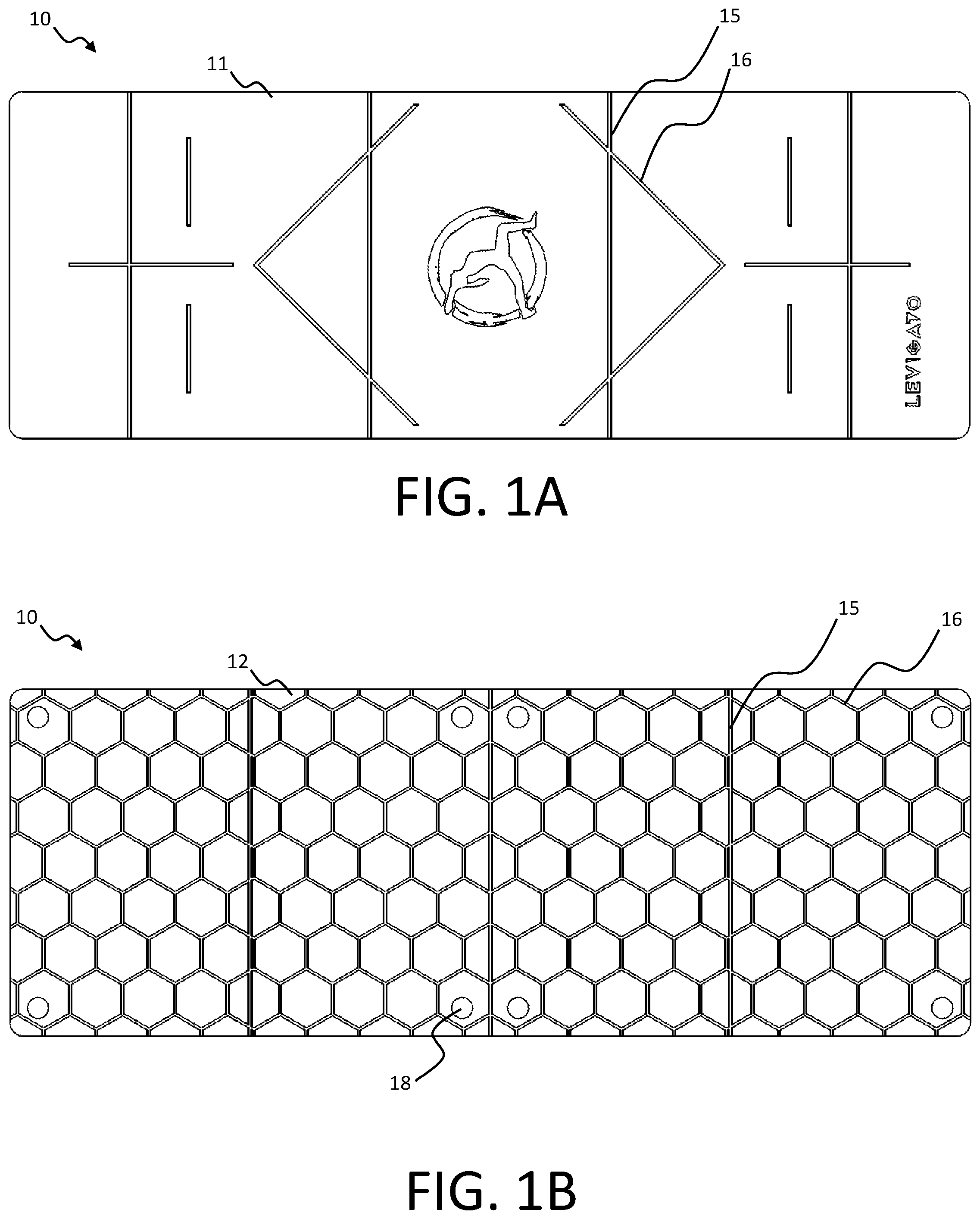 Patent US11771947 Figure 1 – Folding athletics mat with magnetic assembly