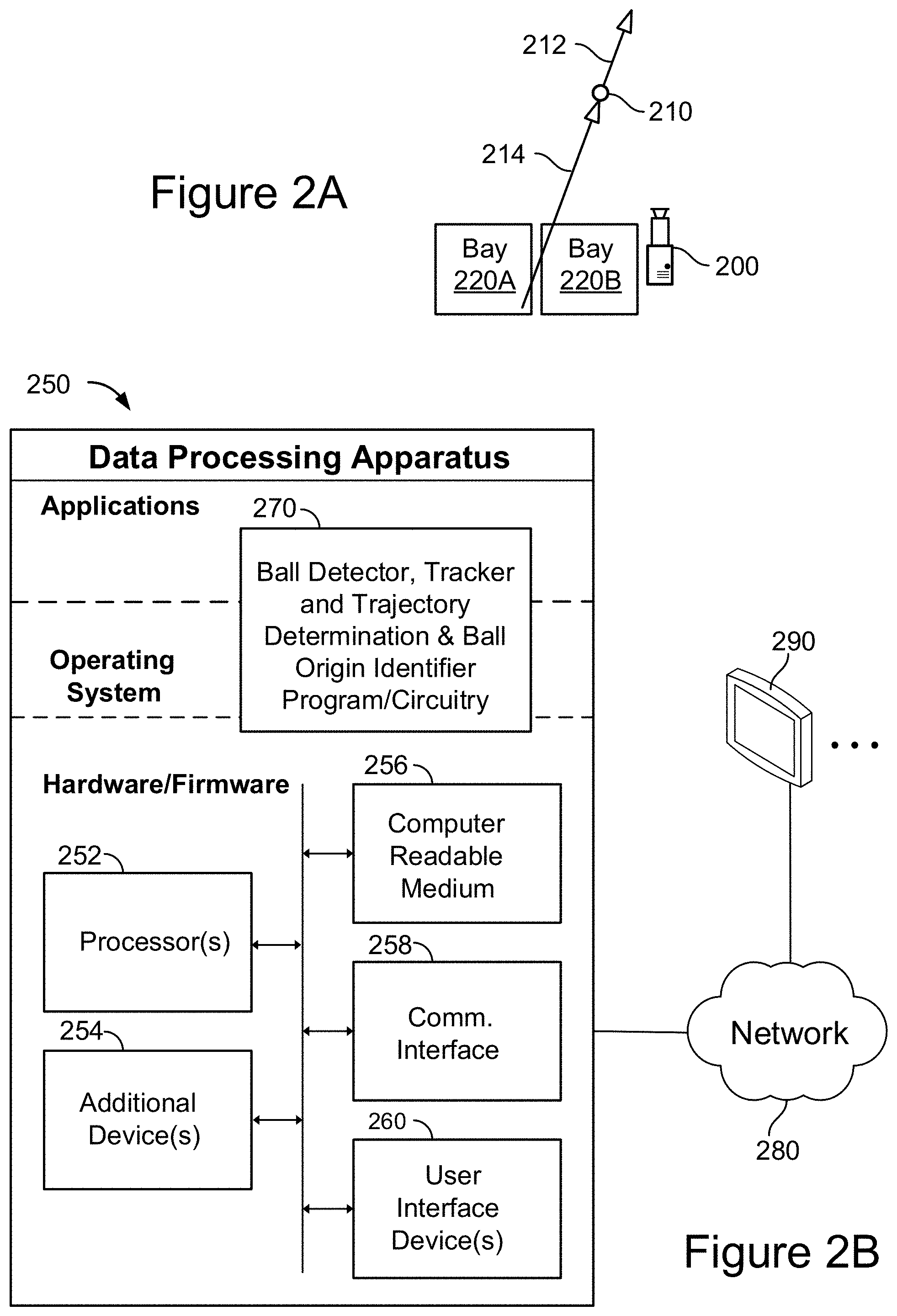 Patent US11771957 Figure 2 – Trajectory extrapolation and origin determination for objects tracked in flight