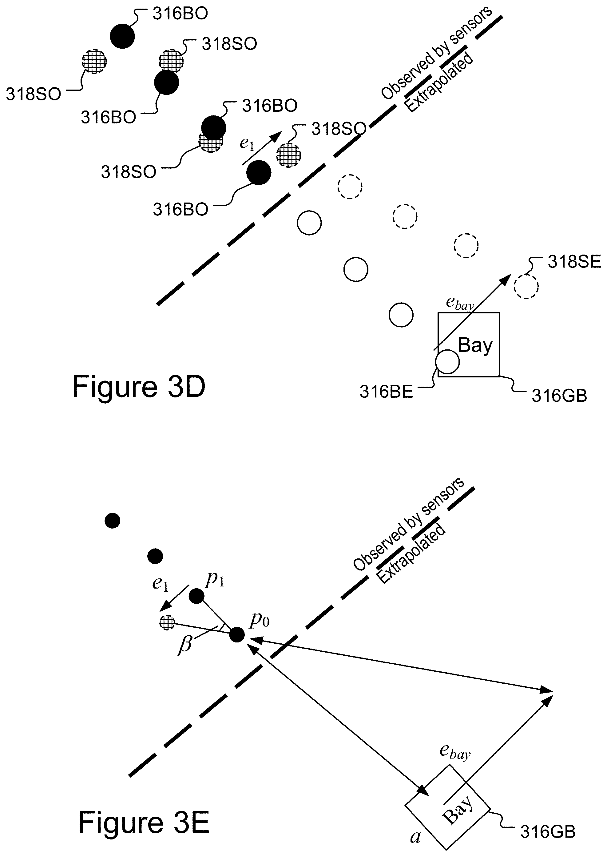 Patent US11771957 Figure 5 – Trajectory extrapolation and origin determination for objects tracked in flight