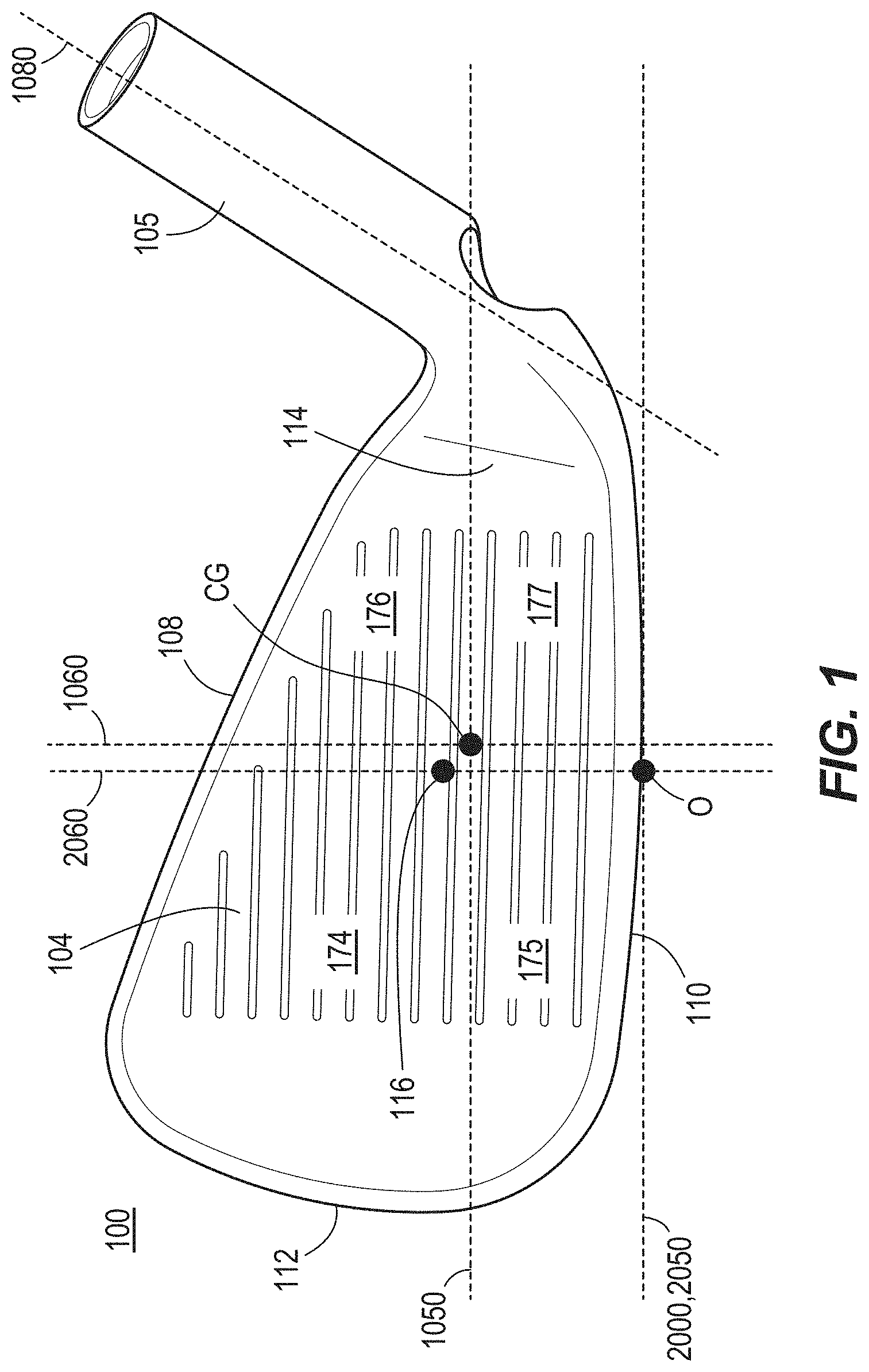 Patent US11771961 Figure 1 – Golf club head with lattices