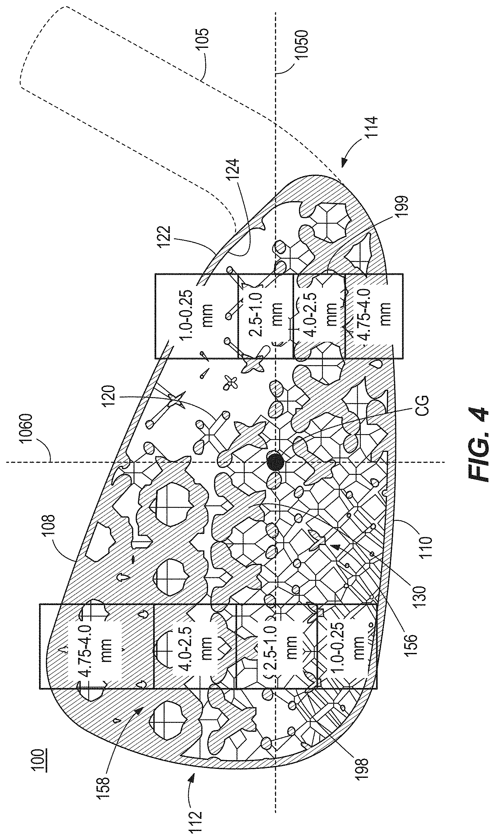 Patent US11771961 Figure 3 – Golf club head with lattices