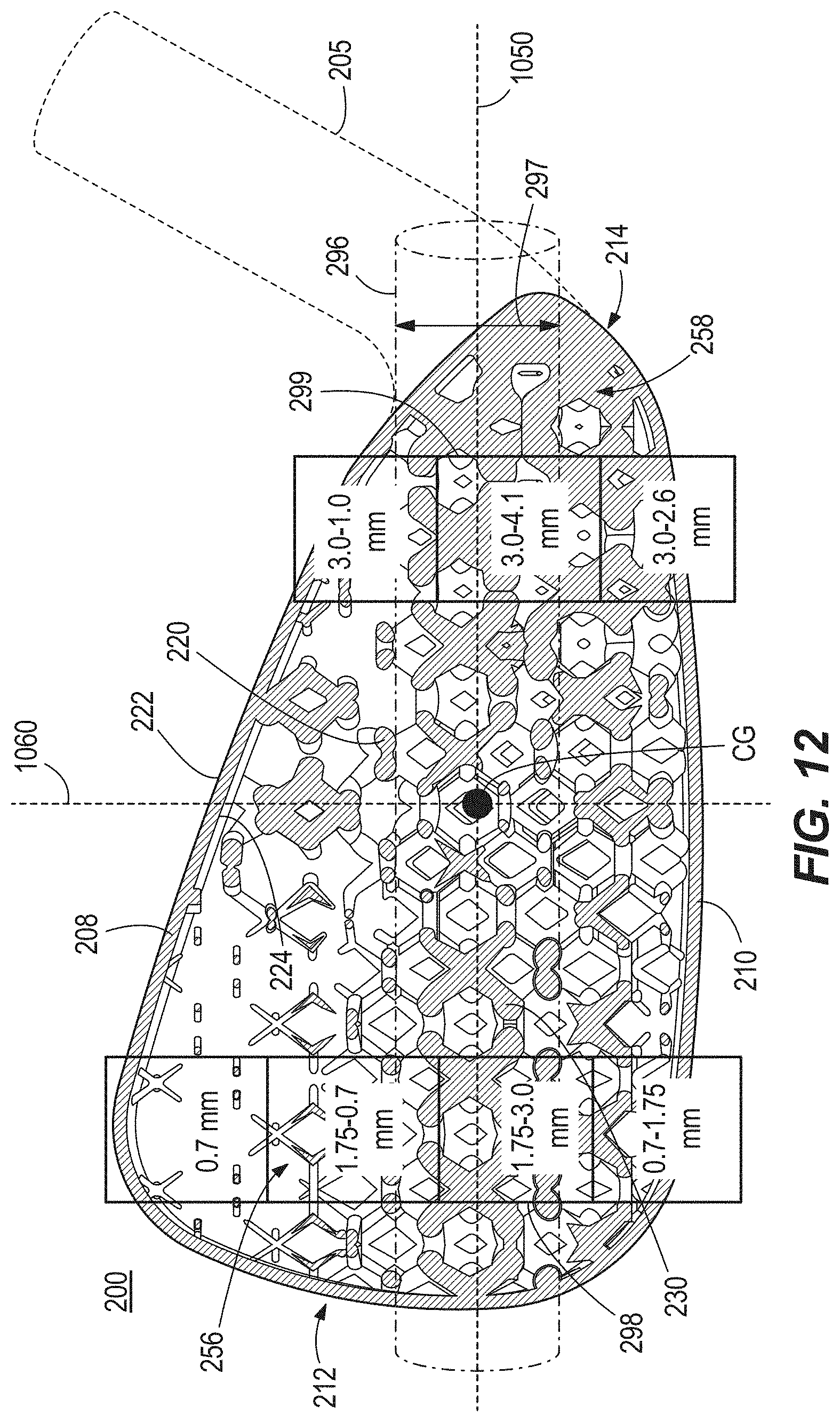 Patent US11771961 Figure 10 – Golf club head with lattices