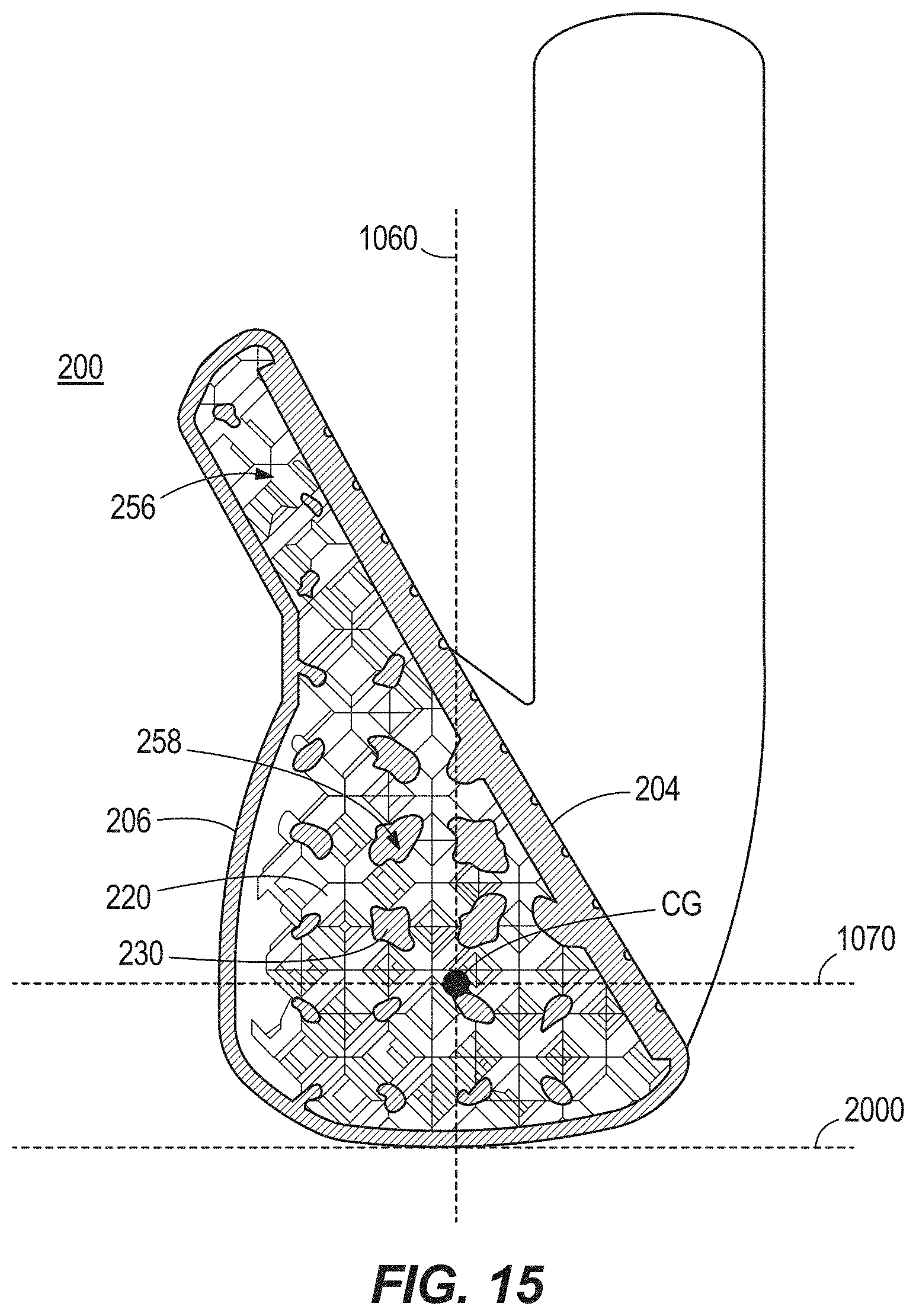 Patent US11771961 Figure 12 – Golf club head with lattices