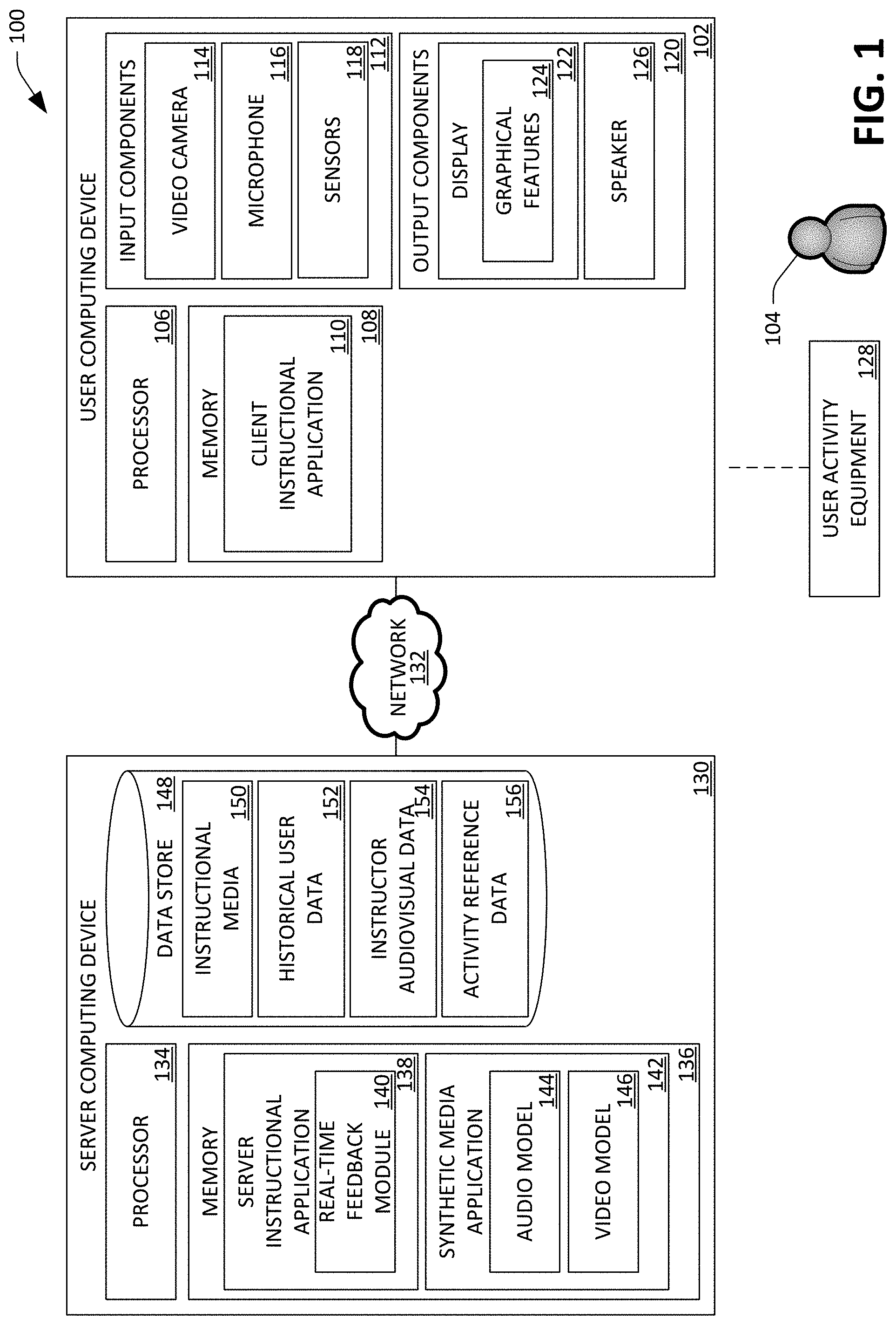 Patent US11771977 Figure 1 – Computationally customizing instructional content