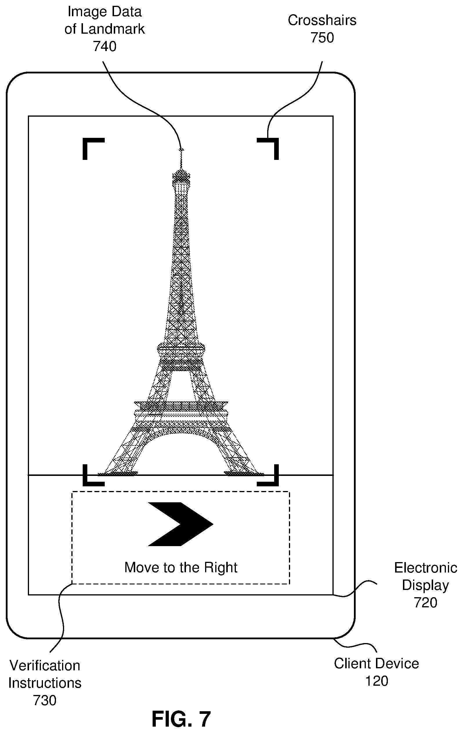 Patent US11771996 Figure 7 – Verifying a player's real world location using image data of a landmark corresponding to a verification pathway