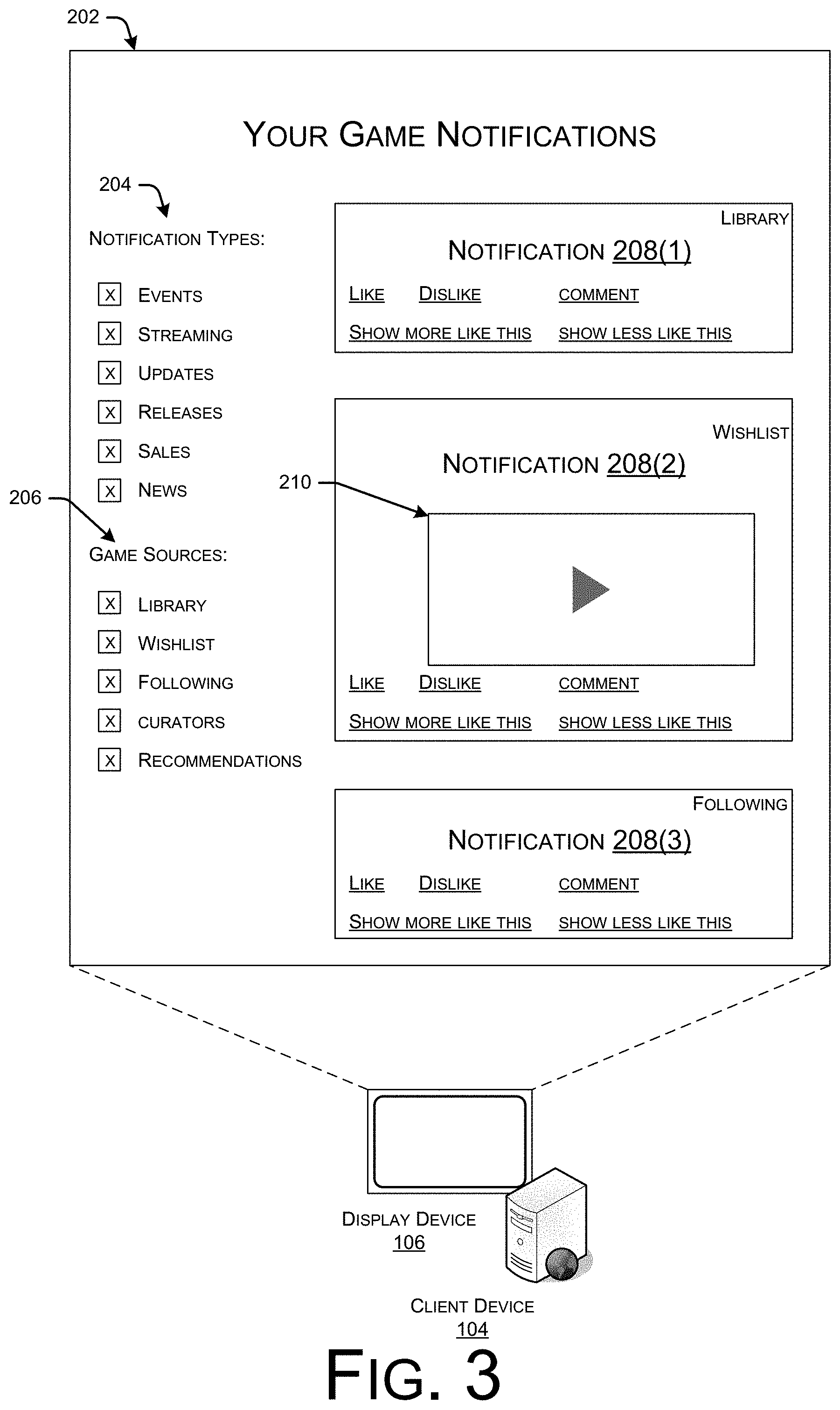 Patent US11771999 Figure 3 – Personalized game notifications