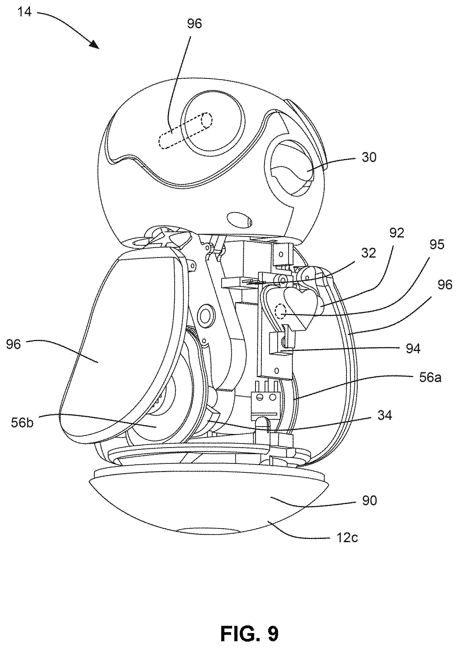 Patent US11772002 Figure 9 – Assembly with object in housing and mechanism to open housing