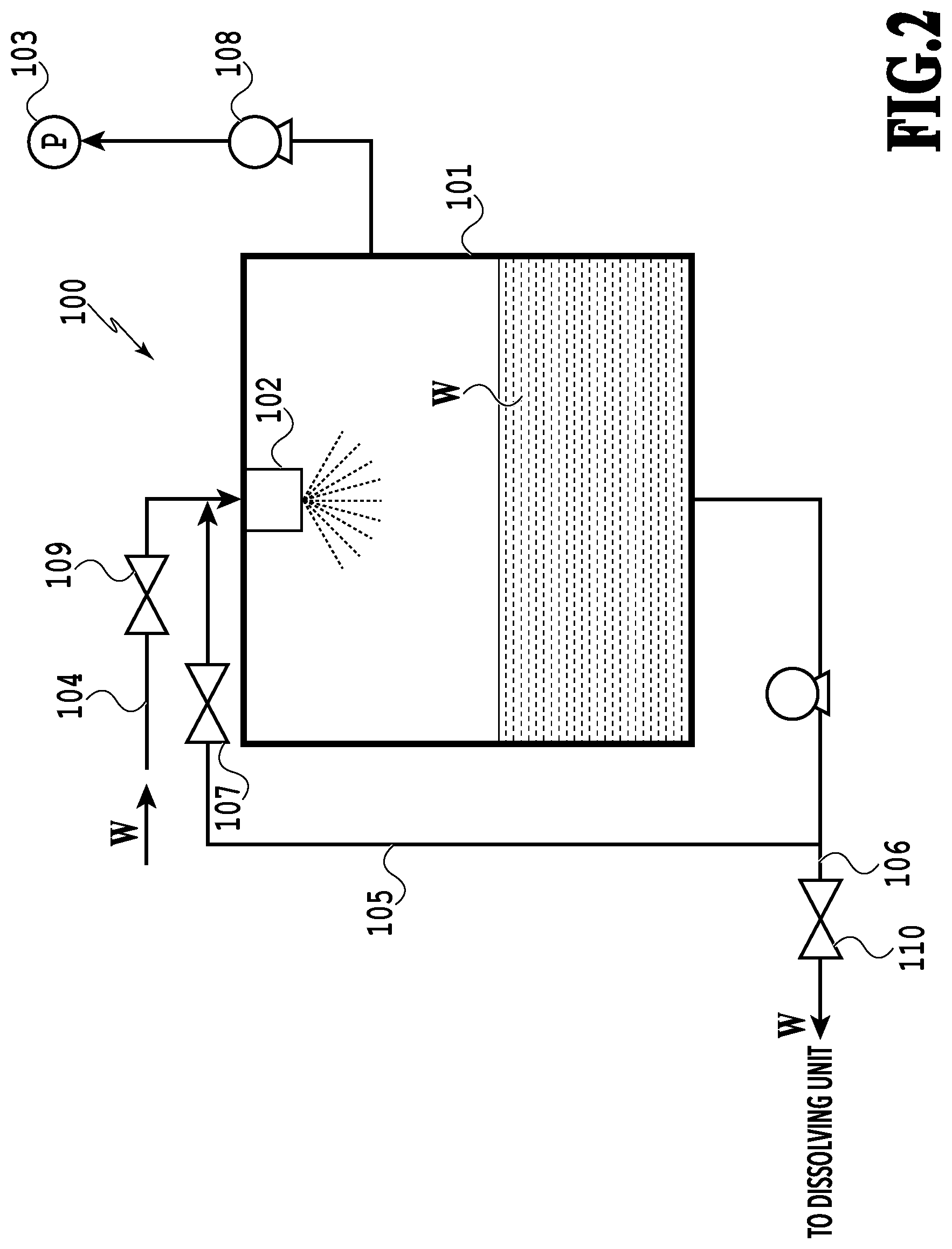 Patent US11772005 Figure 2 – Apparatus for and method of producing ultrafine bubble-containing liquid, and ultrafine bubble-containing liquid