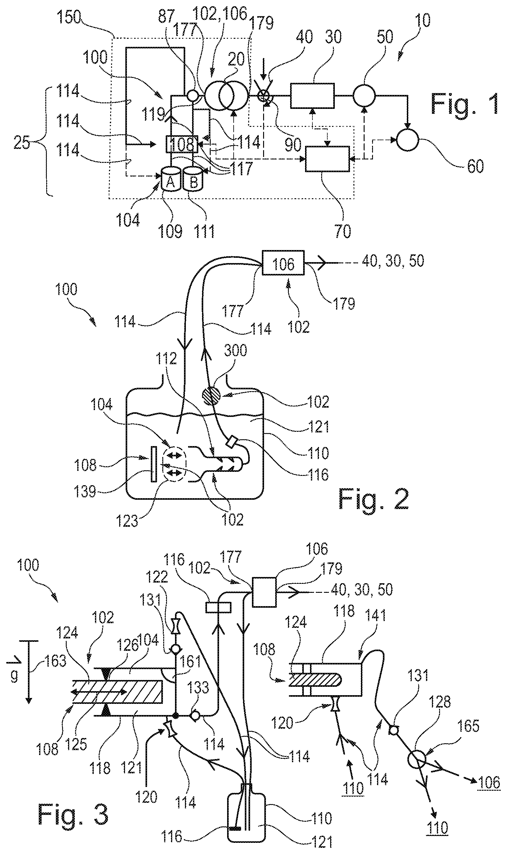 Patent US11772012 Figure 1 – Combined degassing and circulation of liquid