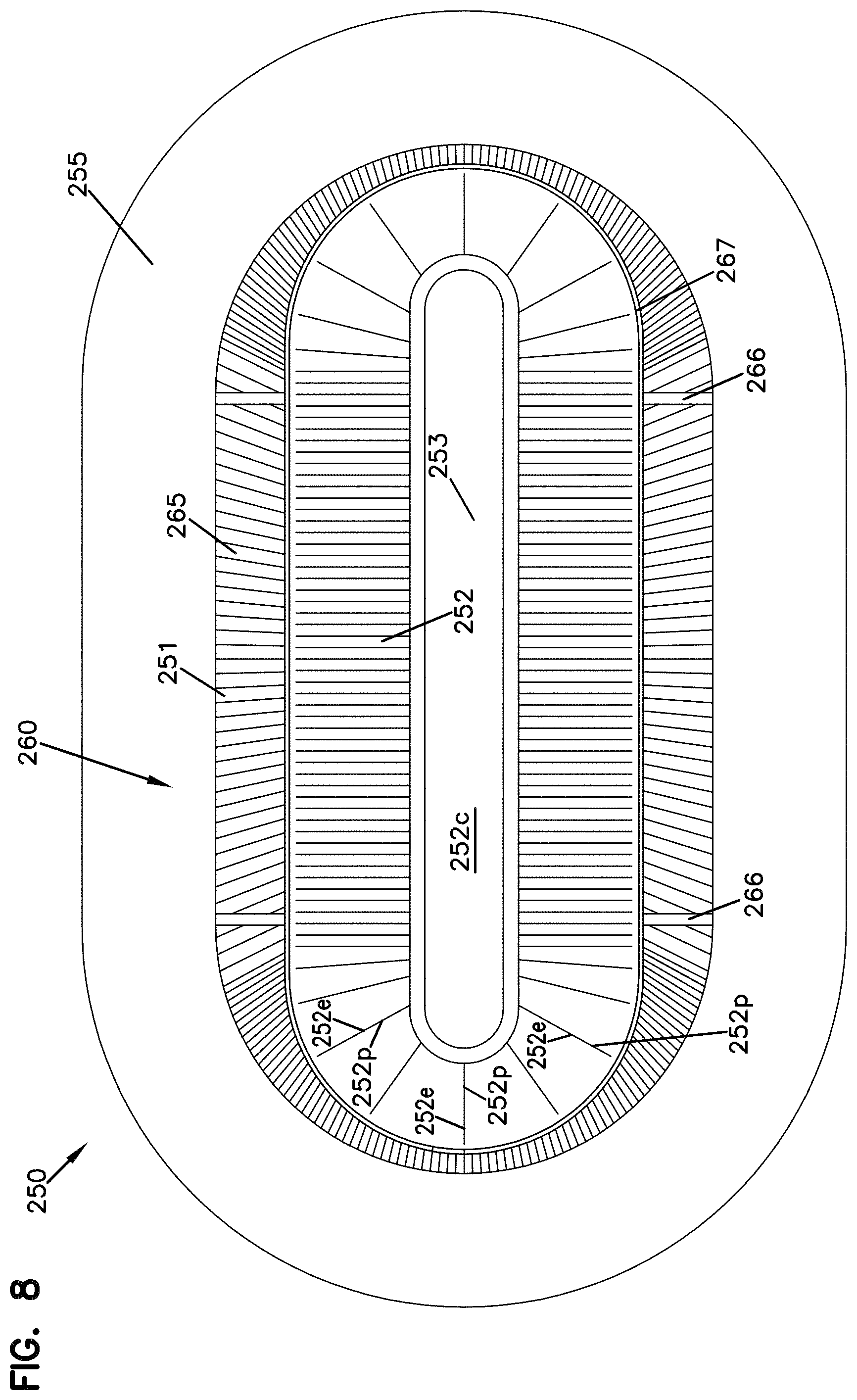 Patent US11772026 Figure 8 – Filter cartridges; air cleaner assemblies; housings; features; components; and, methods