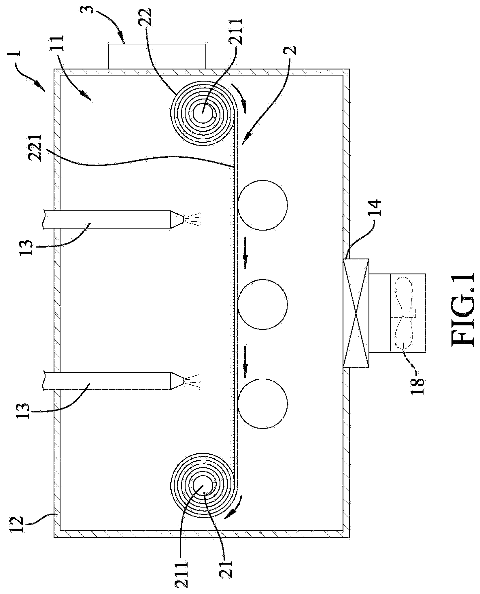 Patent US11772034 Figure 1 – Waste gas purification system